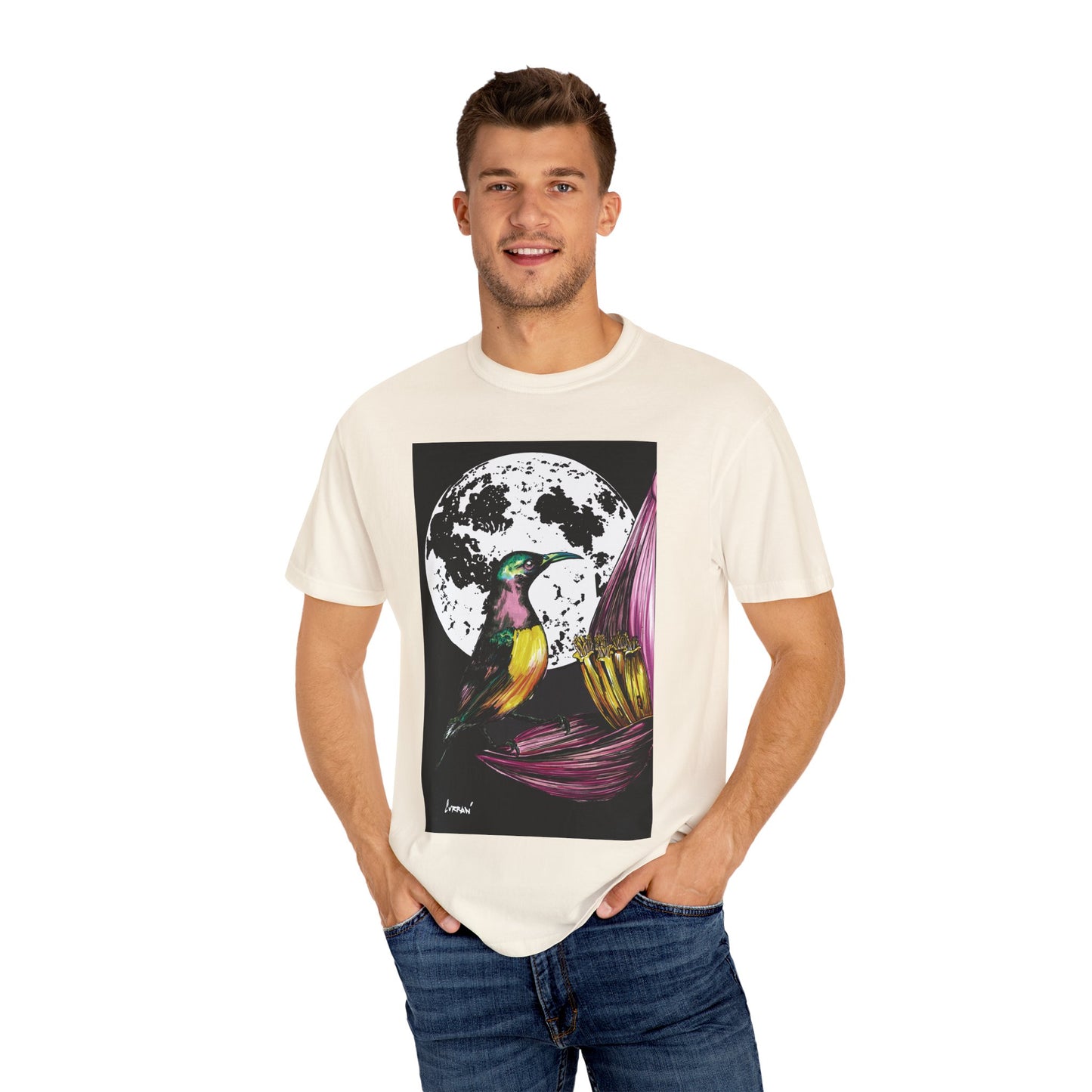 Moonlit Hummingbird Unisex T-Shirt - Vibrant Nature Design