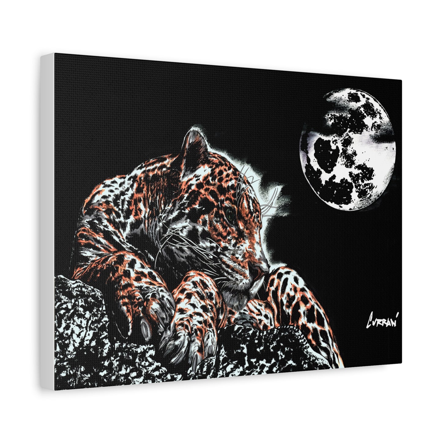 Leopard Canvas Art – Original Hand-Drawn Realistic Big Cat Wall Decor printed on Matte Canvas, Stretched, 1.25"