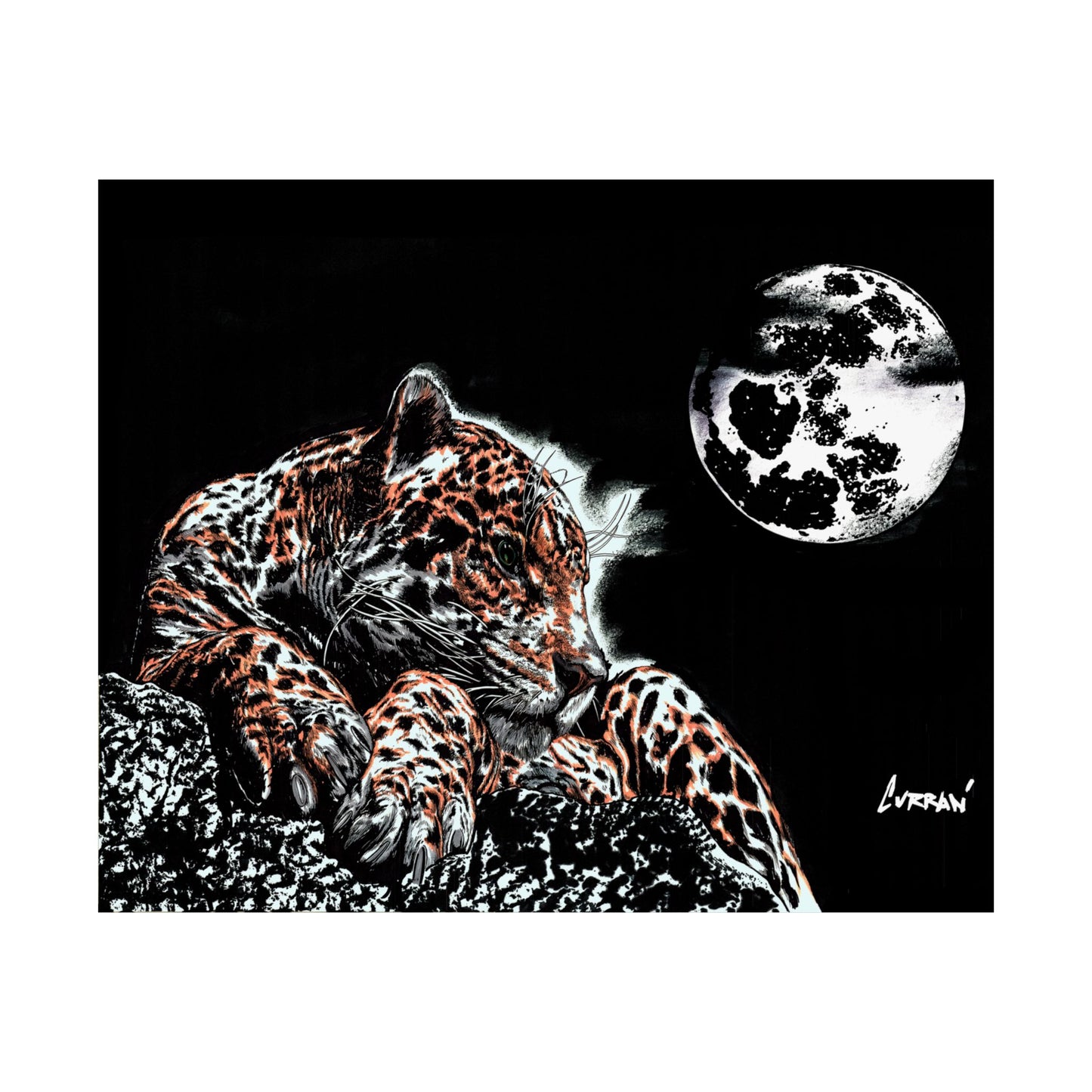 Majestic Leopard Satin Poster (300gsm) - Moonlit Wildlife Art