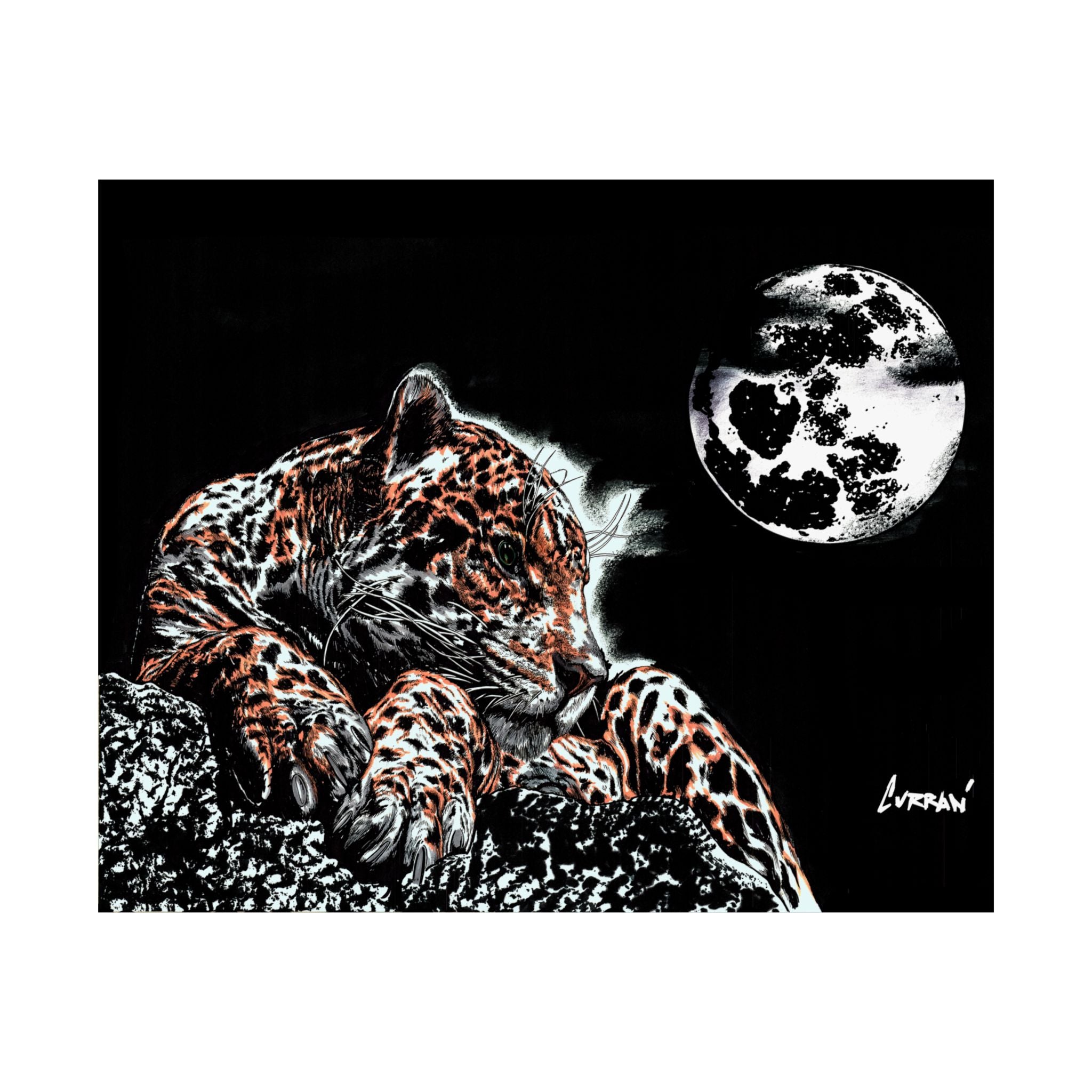Majestic Leopard Satin Poster (300gsm) Moonlit Wildlife Art