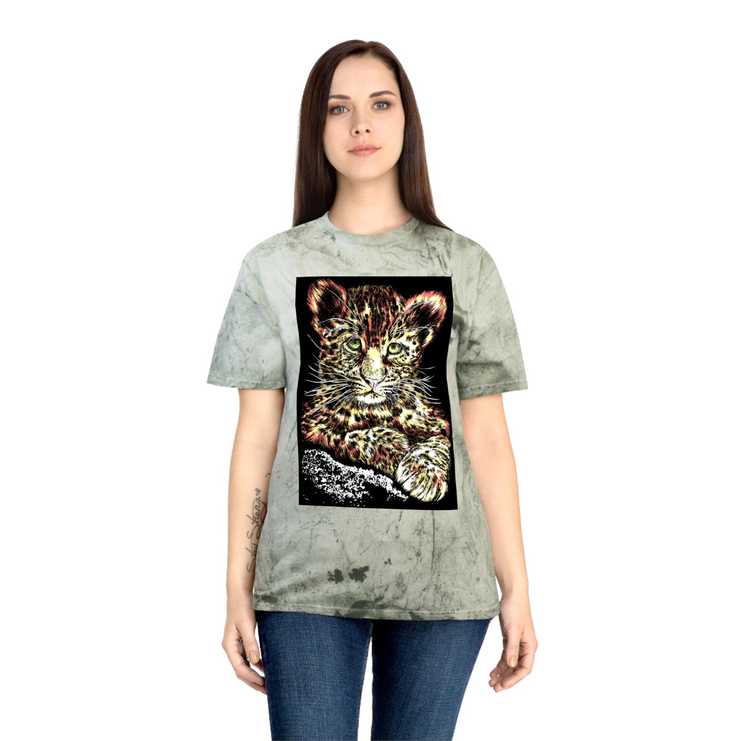 Majestic Leopard Color Blast T Shirt Original Hand Drawn Art