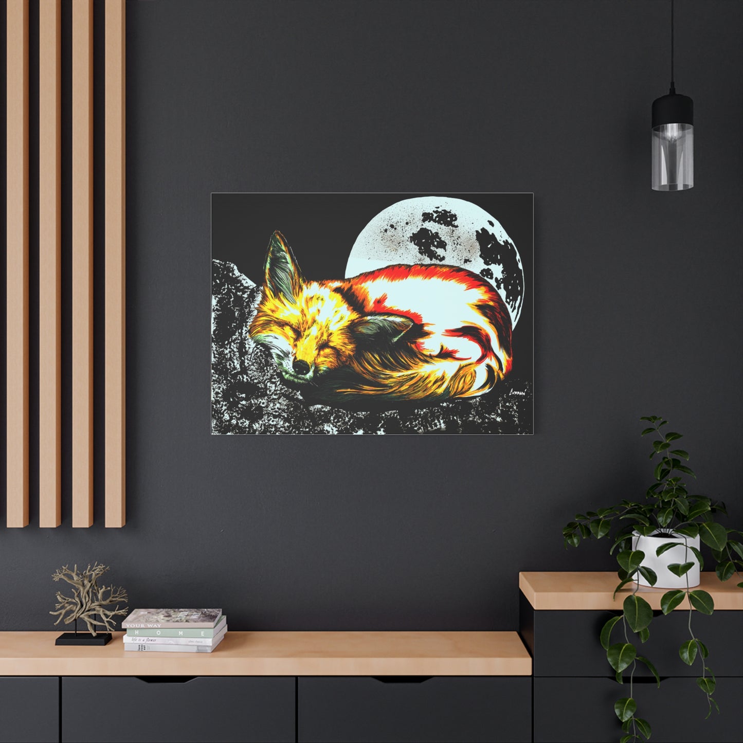 Red Fox Art Print of my Original hand drawn art printed on stretched canvas of a Red Fox