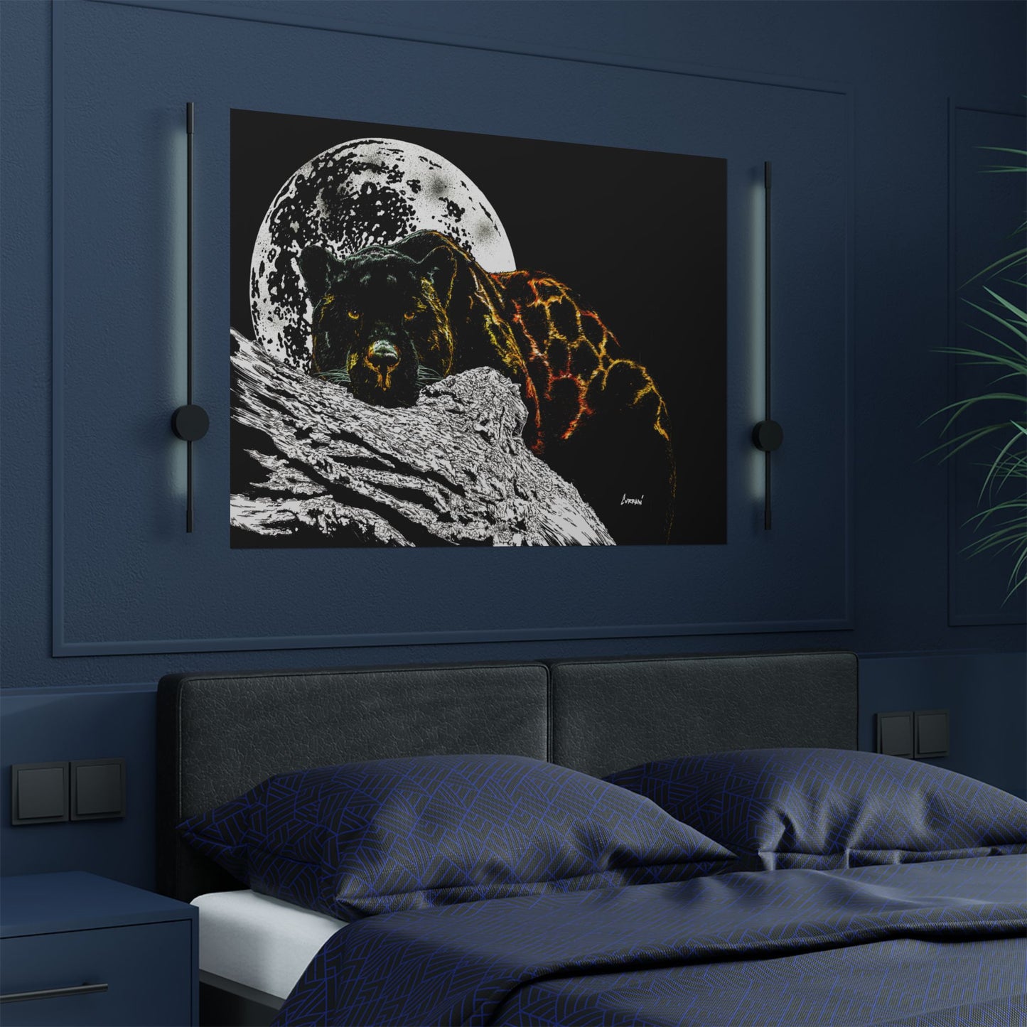 Majestic Bear Satin Poster - Night Moon Art Print (300gsm)