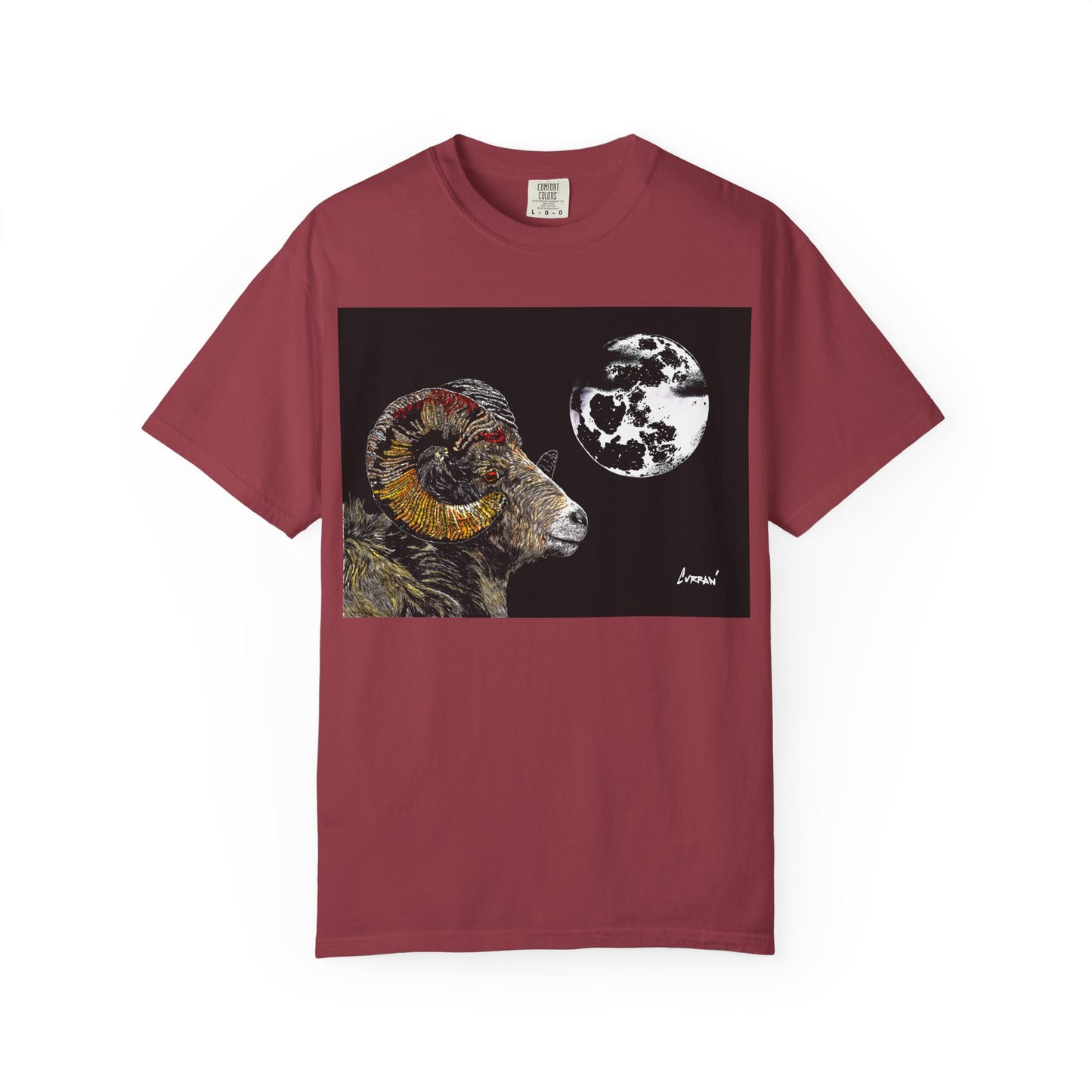 Ram and Moon Graphic Unisex T-Shirt - Nature-Inspired Artwear