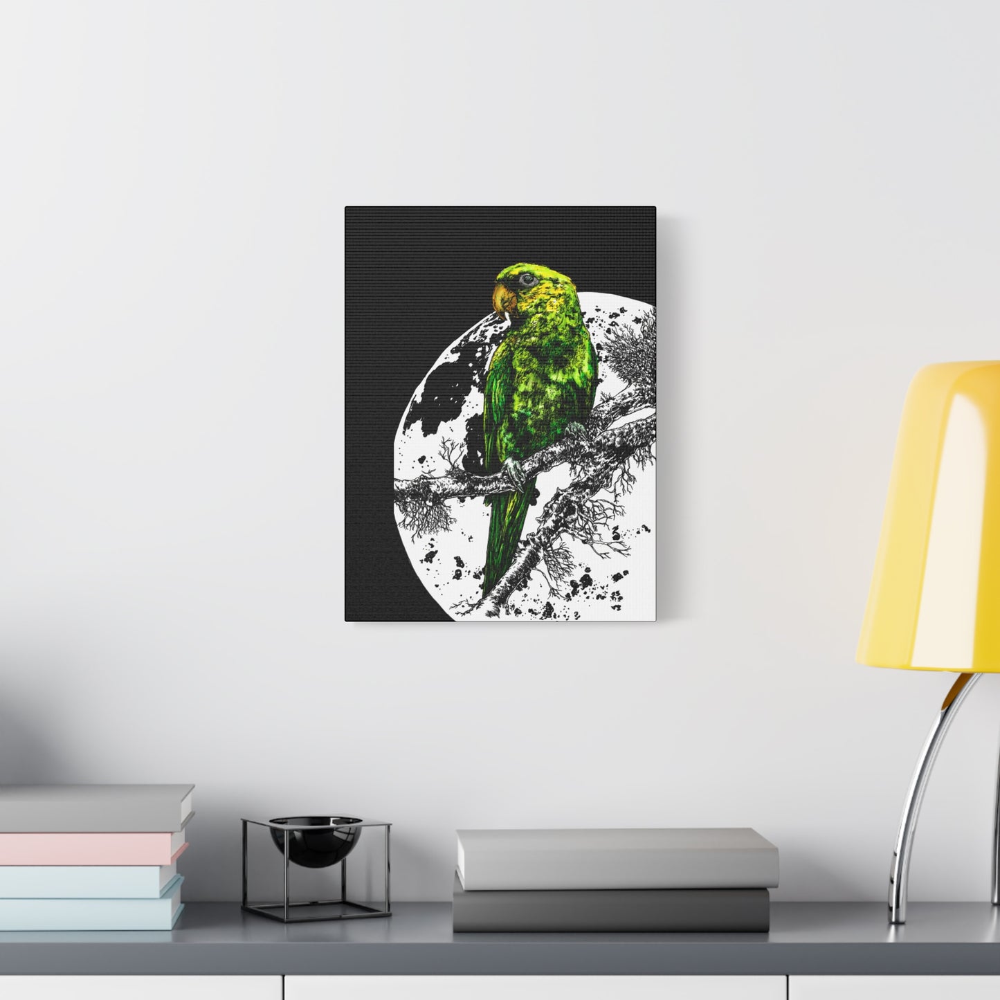 Green Parrot Wall Art Print - Matte Canvas, Stretched,