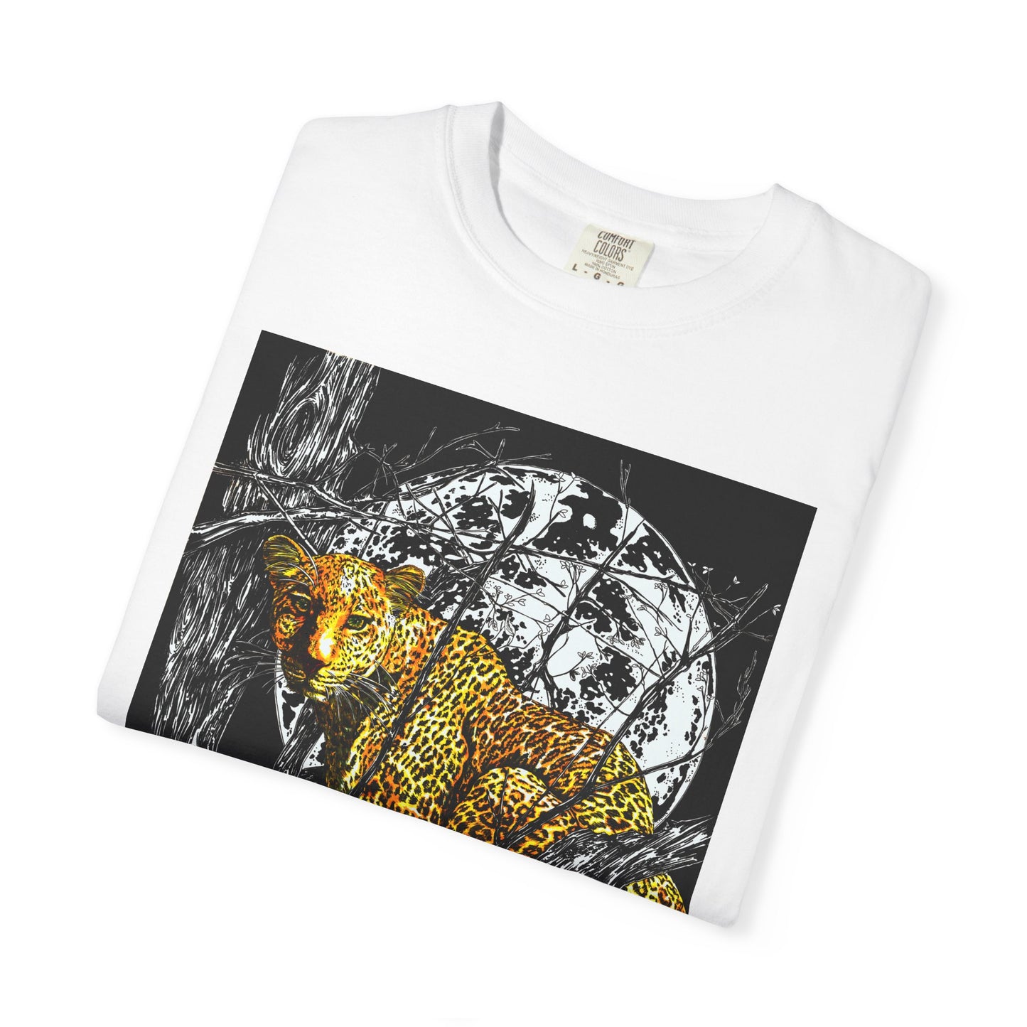 Moonlit Leopard Unisex Garment-Dyed T-Shirt - Wild Animal Art Tee