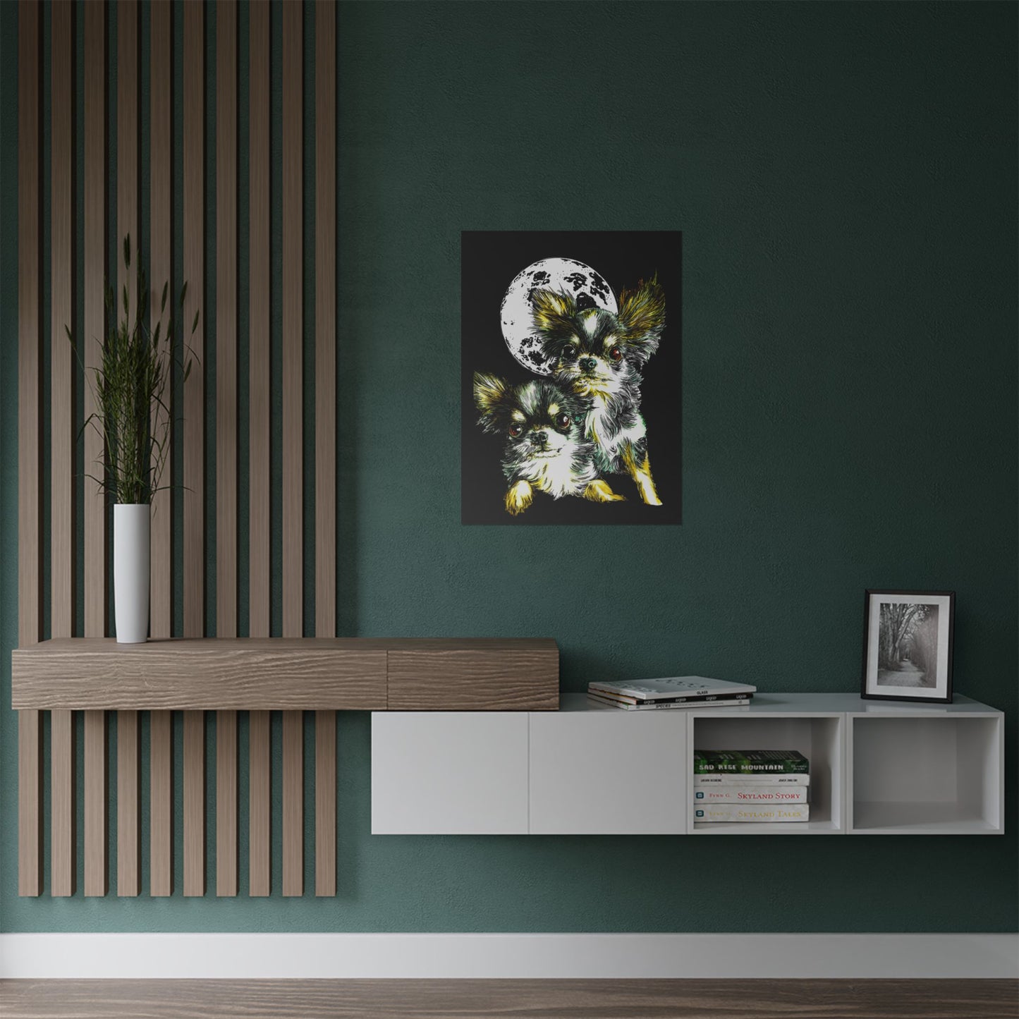 Chihuahua Moonlight Satin Poster - 300gsm Pet Art Decor