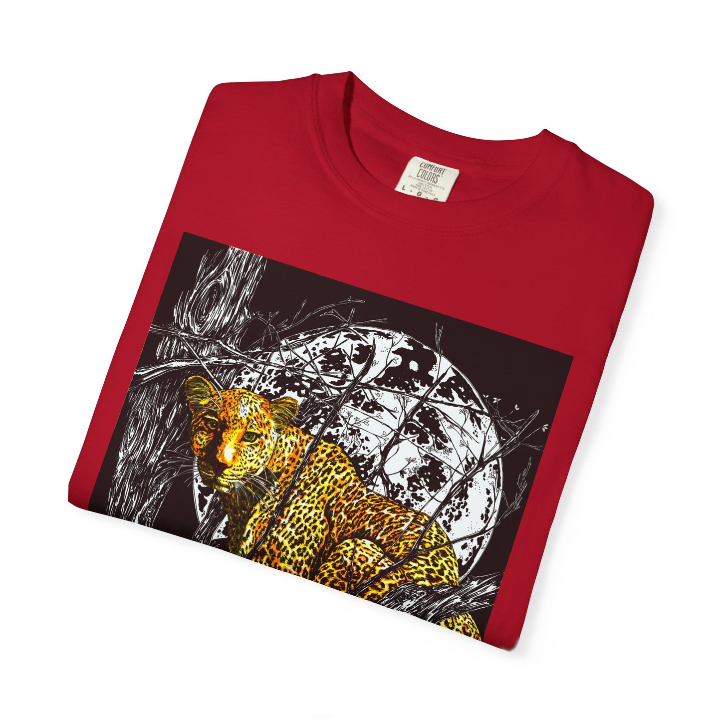 Moonlit Leopard Unisex Garment-Dyed T-Shirt - Wild Animal Art Tee