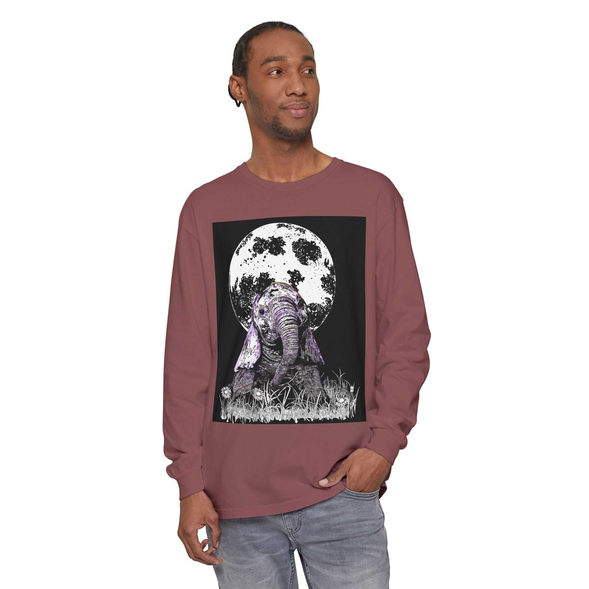 Moonlit Baby Elephant Long Sleeve T-Shirt