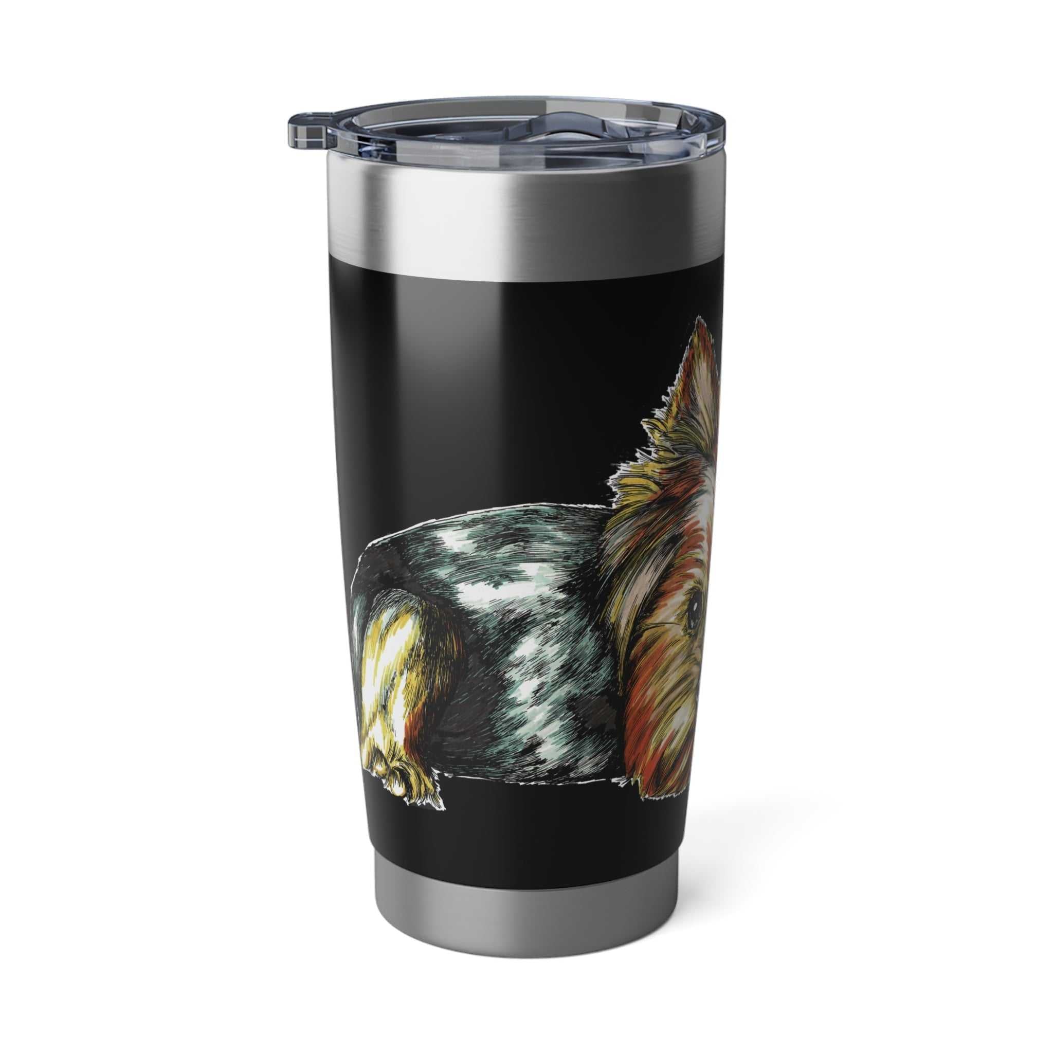 Introducing the Yorkie Terrier Puppy Vagabond 20oz Tumbler, Drinkware, a must-have for any dog lover on the go! Stay stylish while sipping in style.