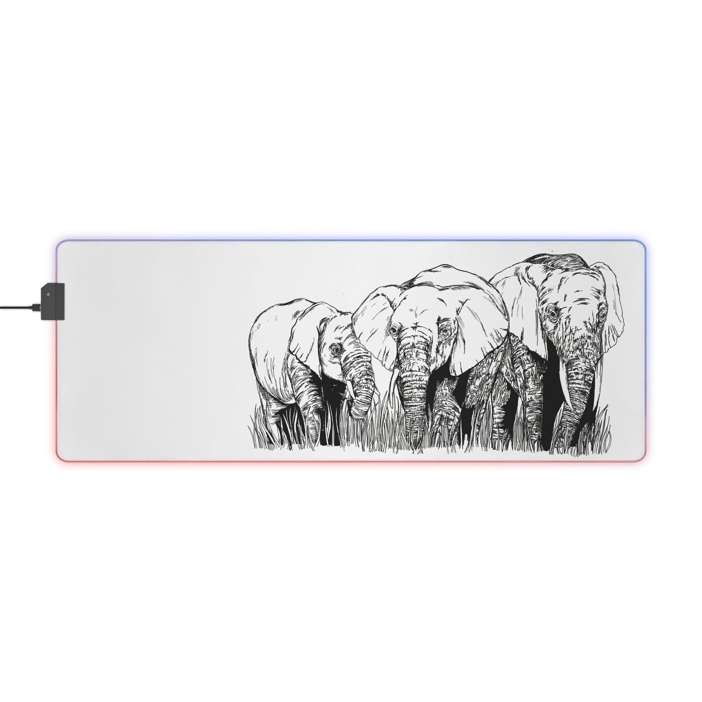 Elephant Herd LED Gaming Mouse Pad - Artistic Elephant Design