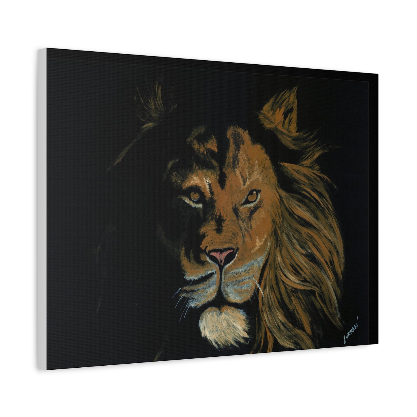 Lion Canvas Art – Original Hand-Painted Realistic and Detailed Big Cat Portrait printed on Matte Canvas, Stretched, 1.25"