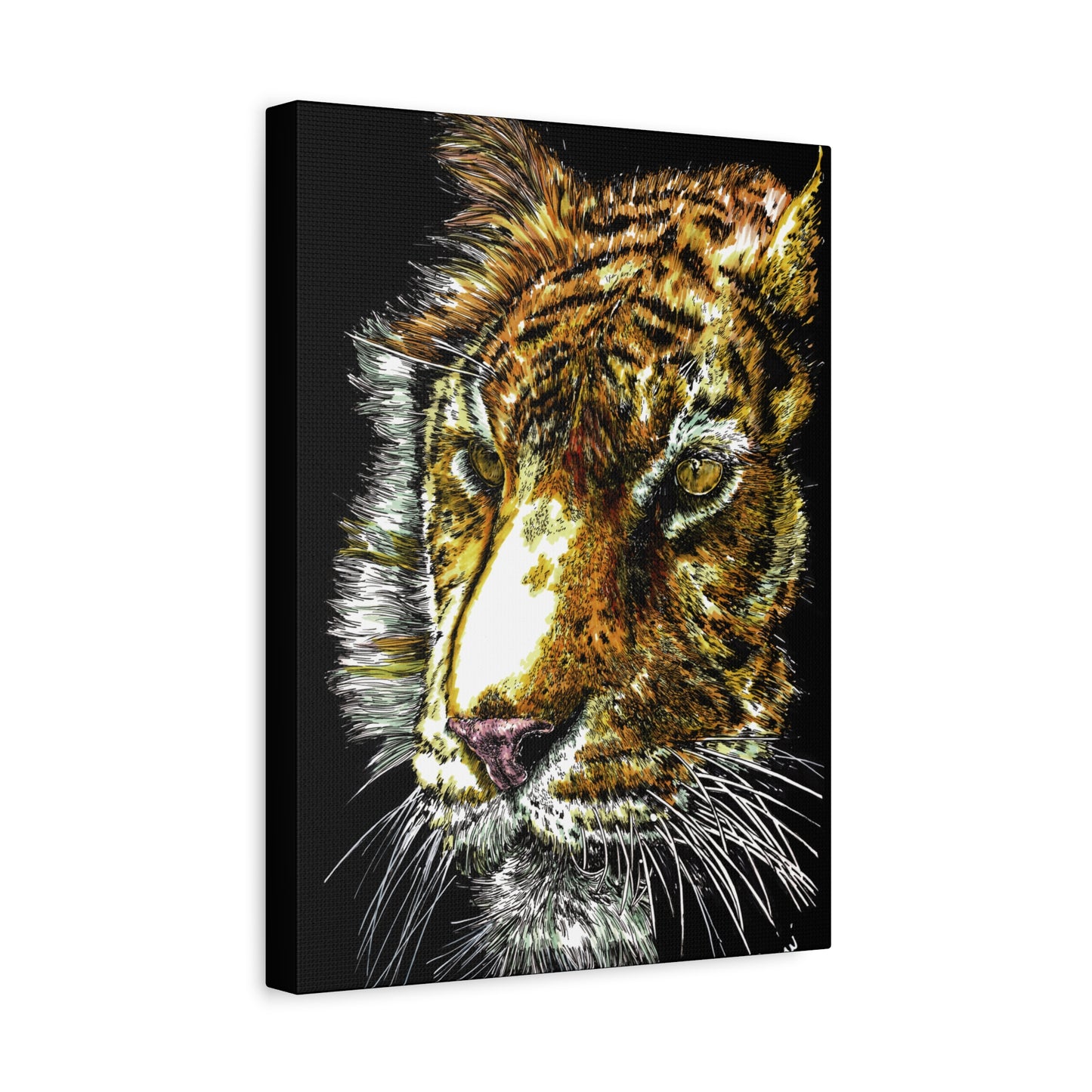 Tiger Wall Art Canvas Print of the Original, hand drawn wall art of a Tiger