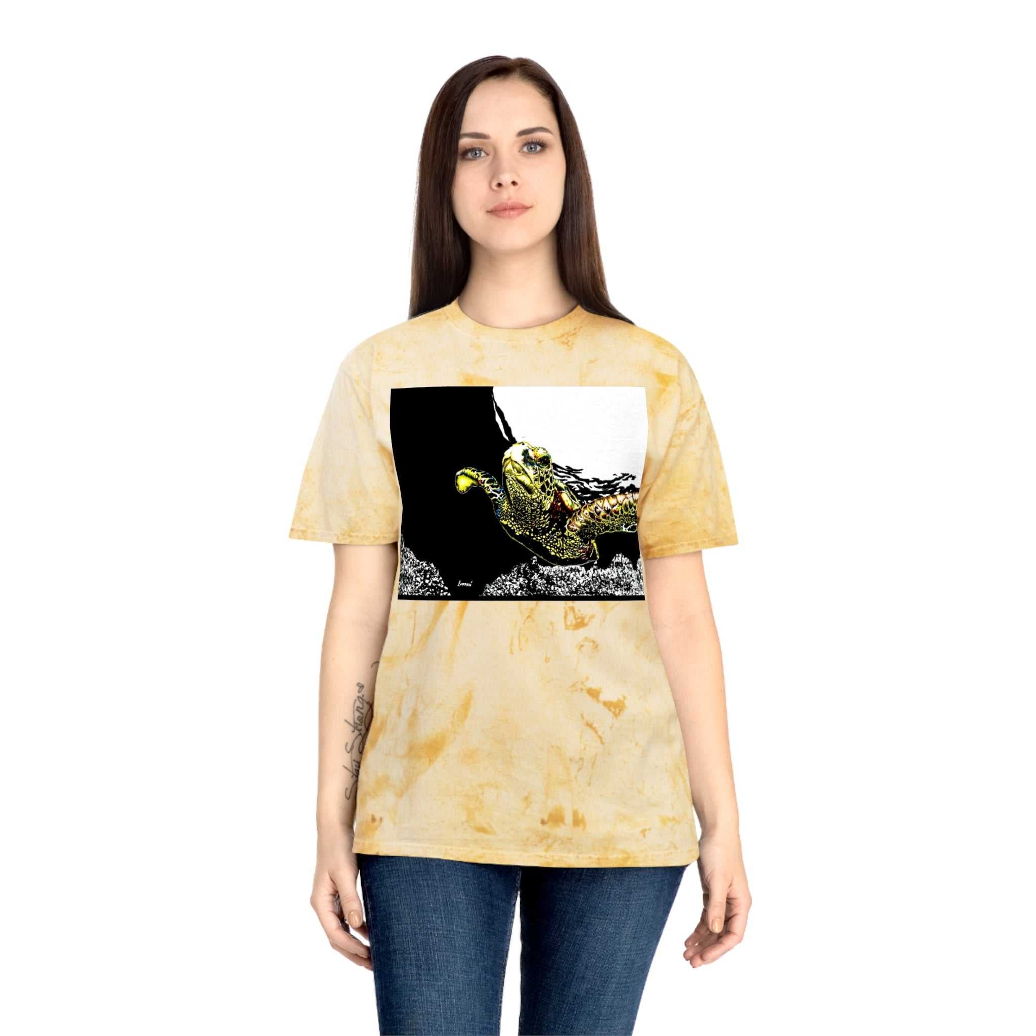 Ocean Vibes Unisex T Shirt with Hand Drawn Sea Turtle Art