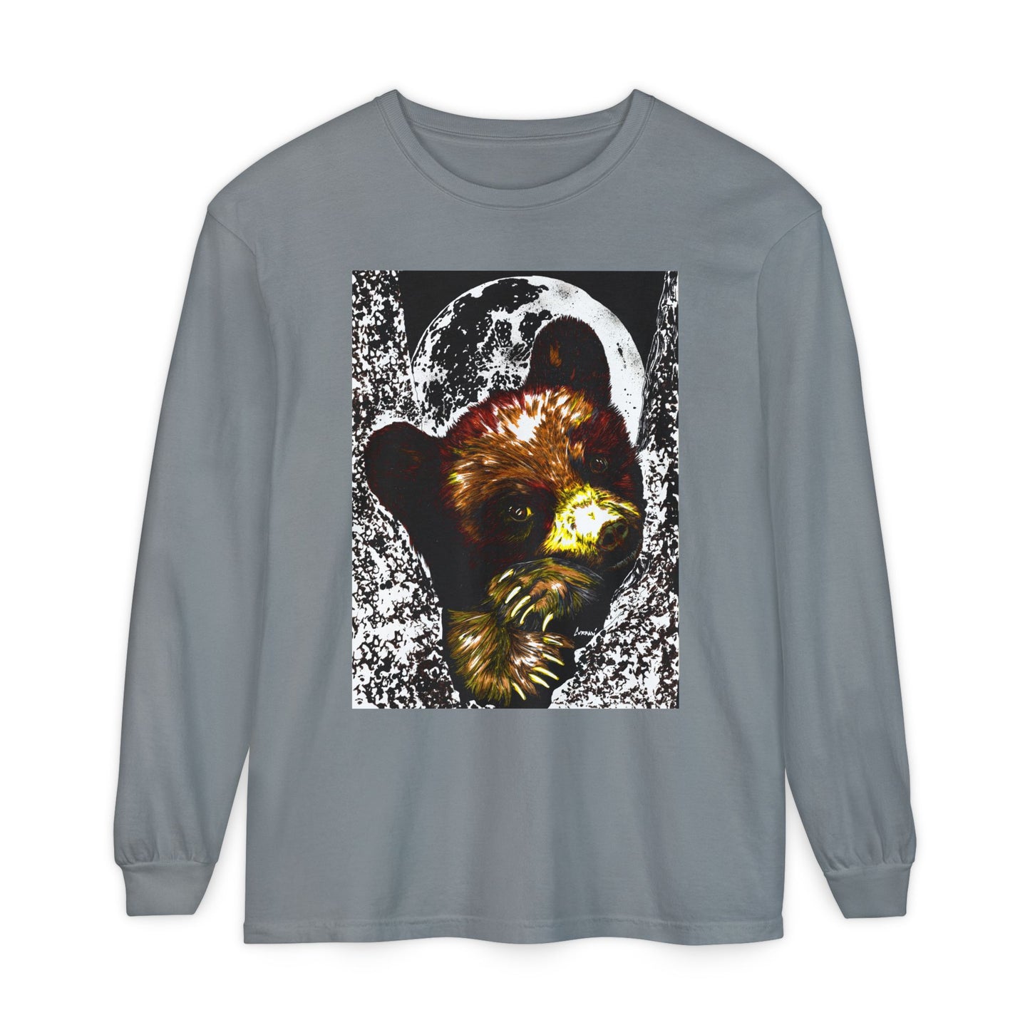 Moonlit Brown Bear Cub Unisex Long Sleeve T Shirt