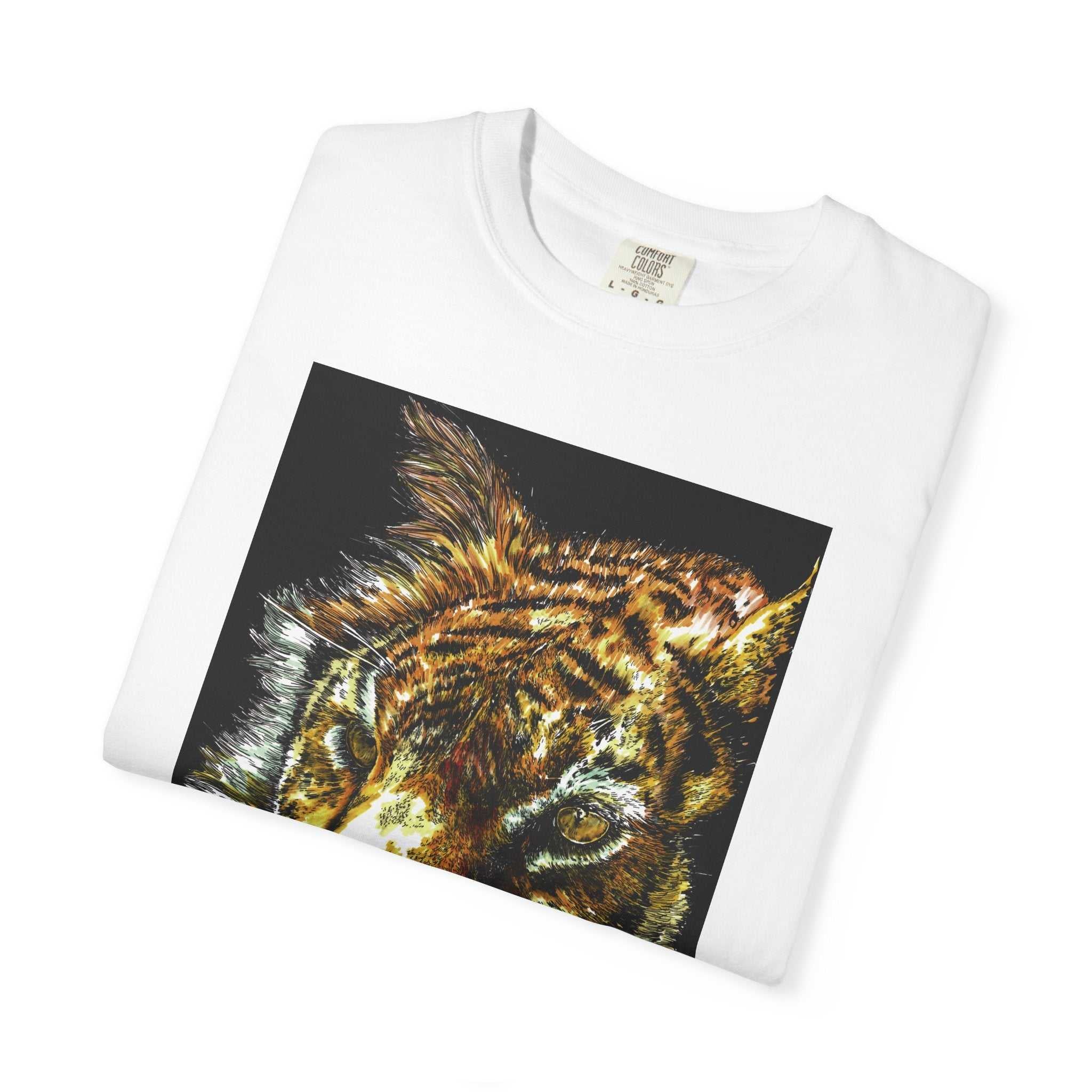 Discover your wild side with our Tiger Art T-Shirt - Vibrant Animal Print - Nature Lover's Apparel featuring the original hand drawn art. Stand out in style!