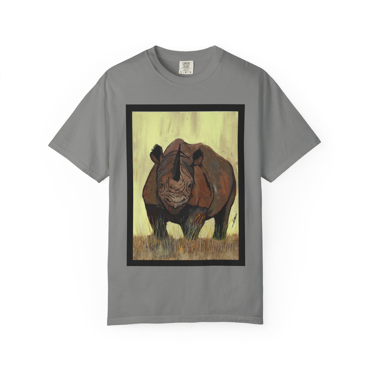 Wildlife Rhinos Unisex Garment-Dyed T-Shirt - Eco-Friendly Nature Art