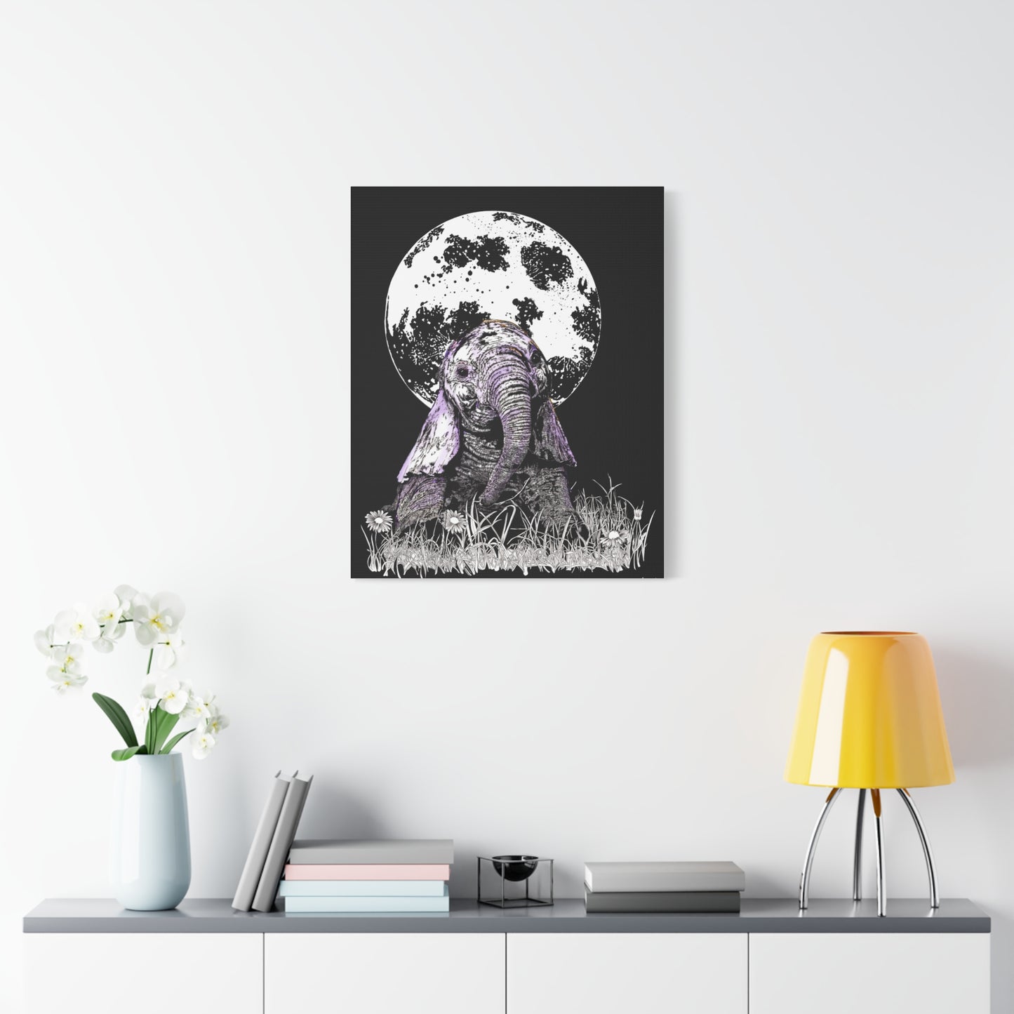 Baby Elephant Canvas Art, Print of Original hand drawn art