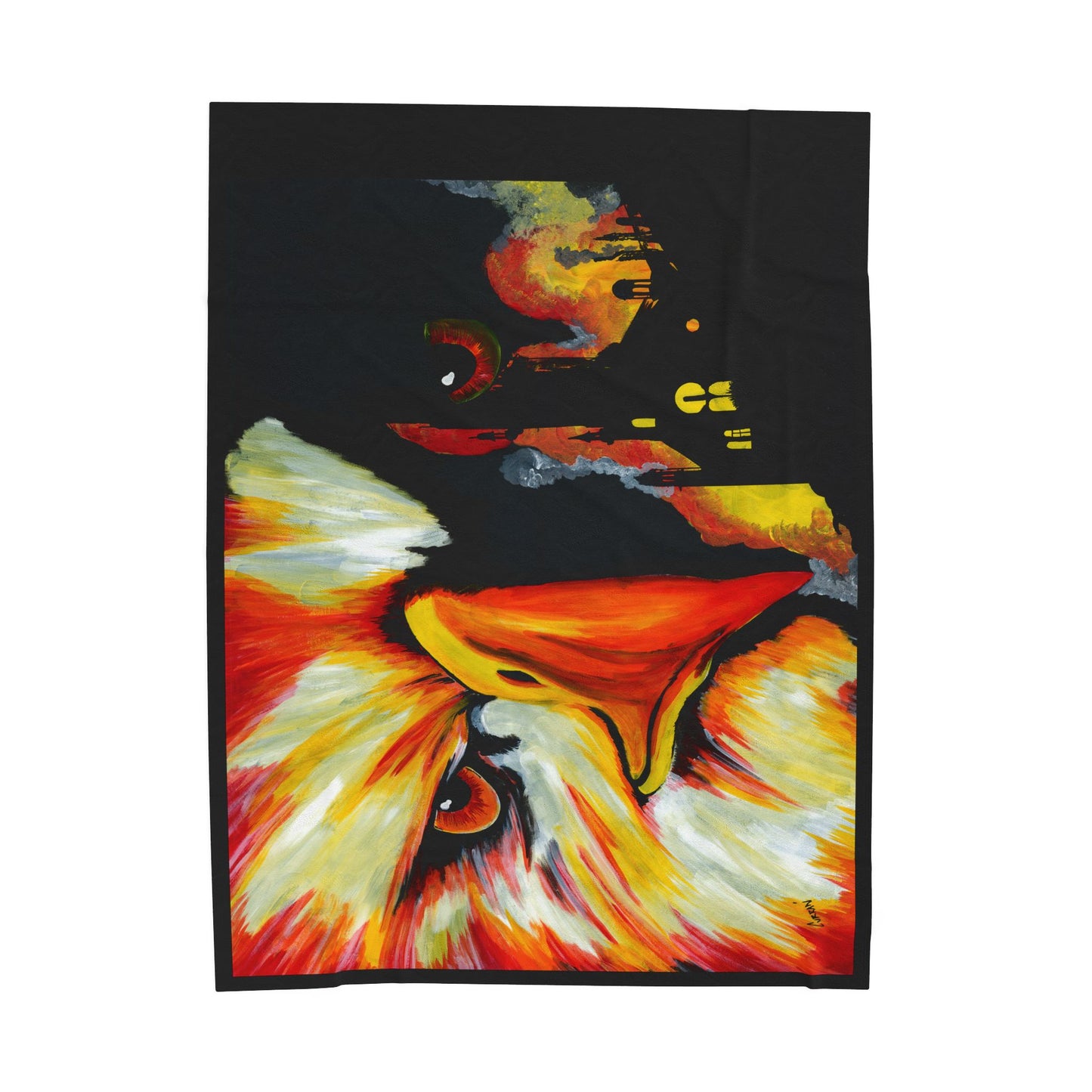 Vibrant Phoenix Velveteen Plush Blanket with Artistic Bird