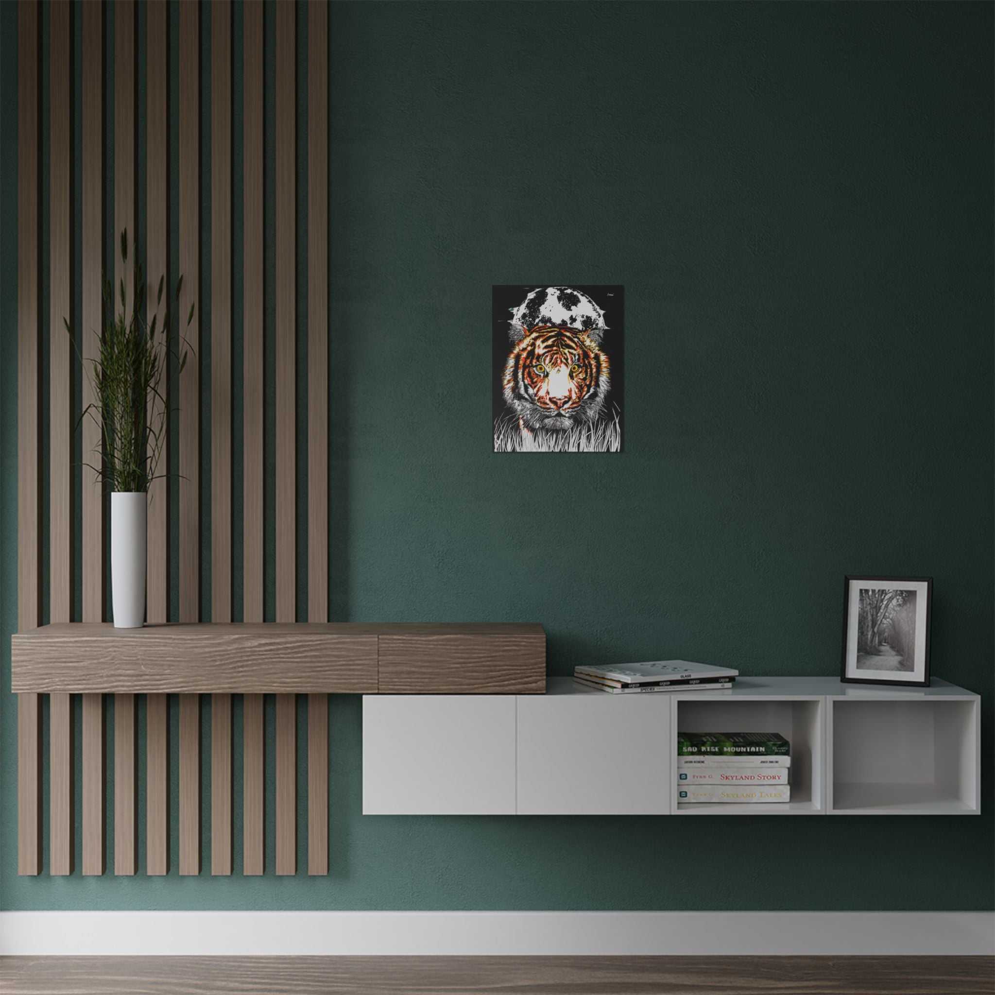Tiger Satin Poster - 300gsm Art Print with Moon Design