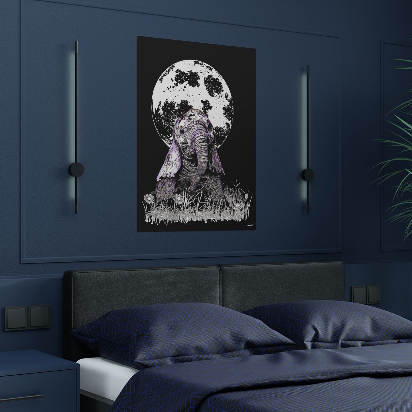 Baby Elephant Satin Poster | Art Print for Nursery Decor