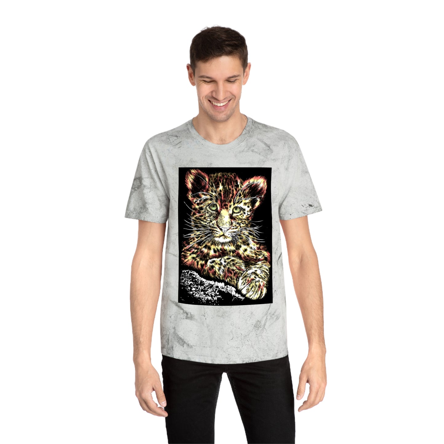 Majestic Leopard Color Blast T Shirt Original Hand Drawn Art