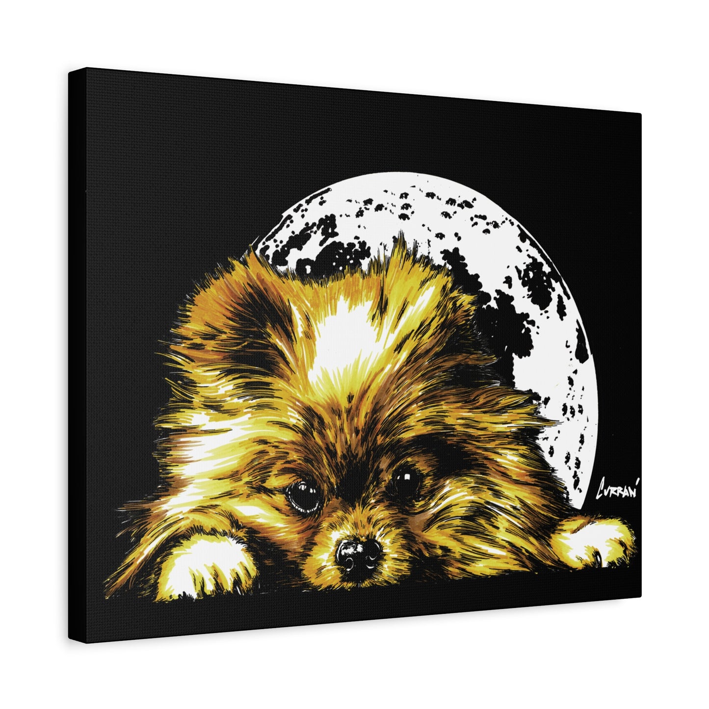 Pomeranian Moon Canvas Art Print- Dog Lover's Decor, 1.25" Stretched Print