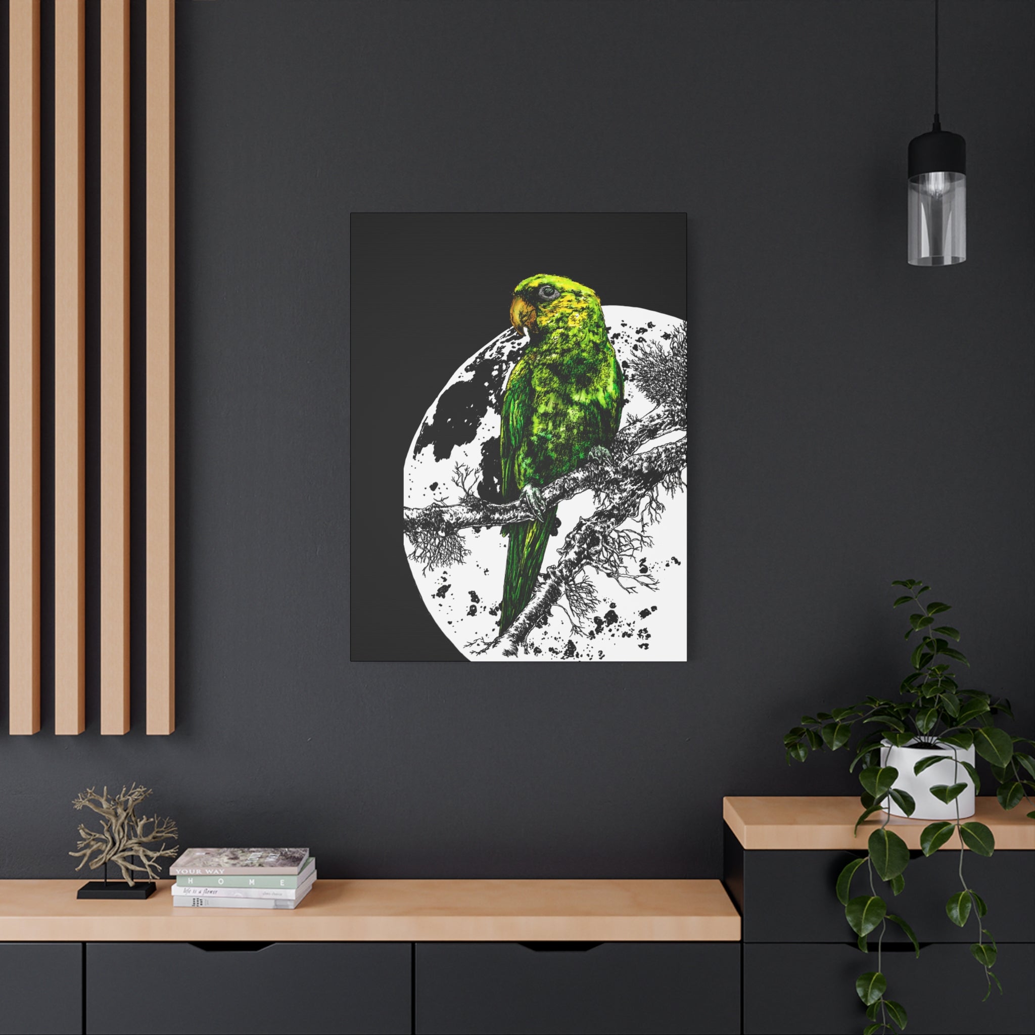 Green Parrot Wall Art Print - Matte Canvas, Stretched,