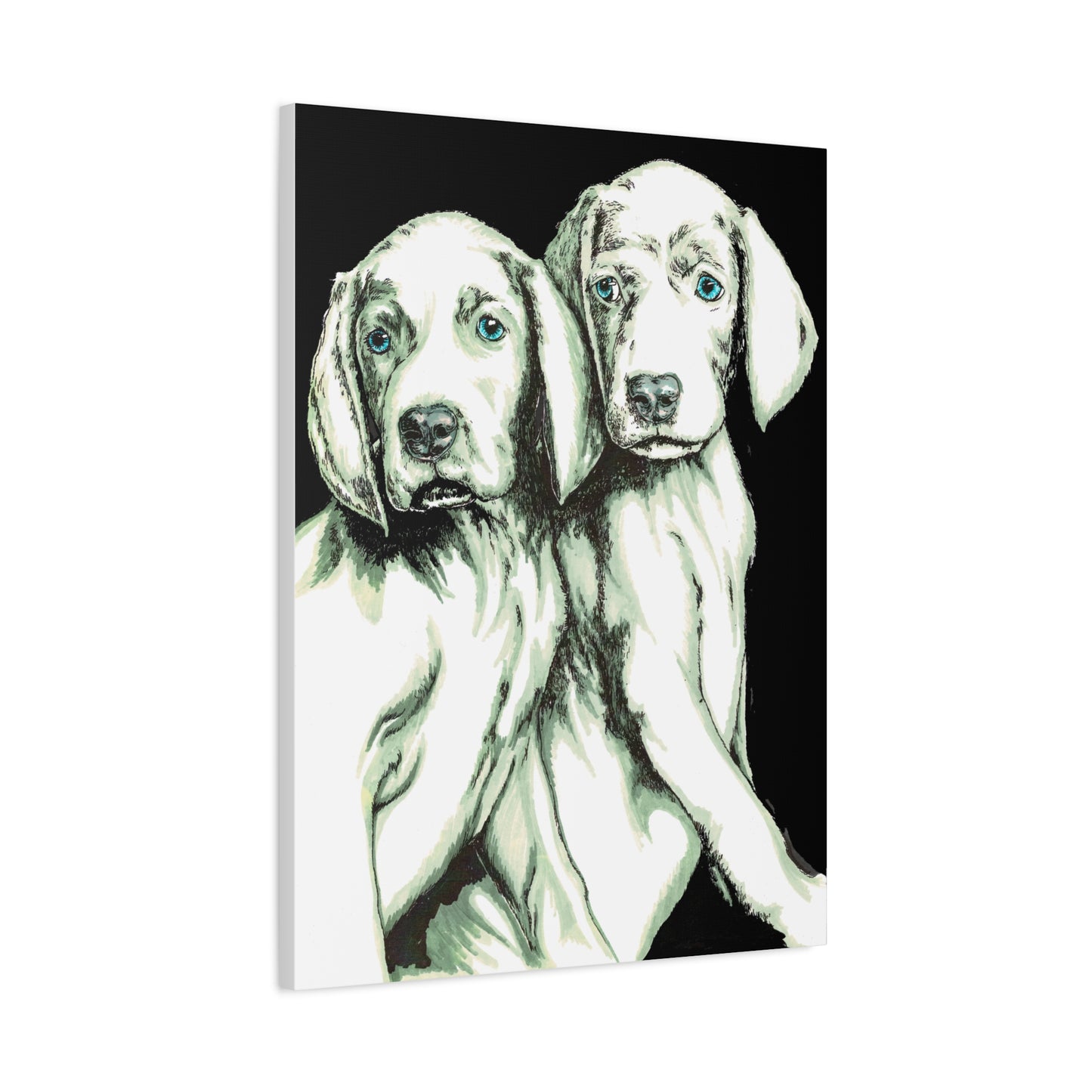 Two Puppies Art Canvas Print - Stretched Wall Decor