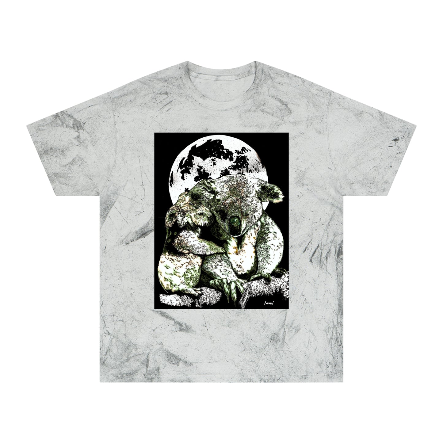 Two Koalas Color Blast T Shirt Original Hand Drawn Art