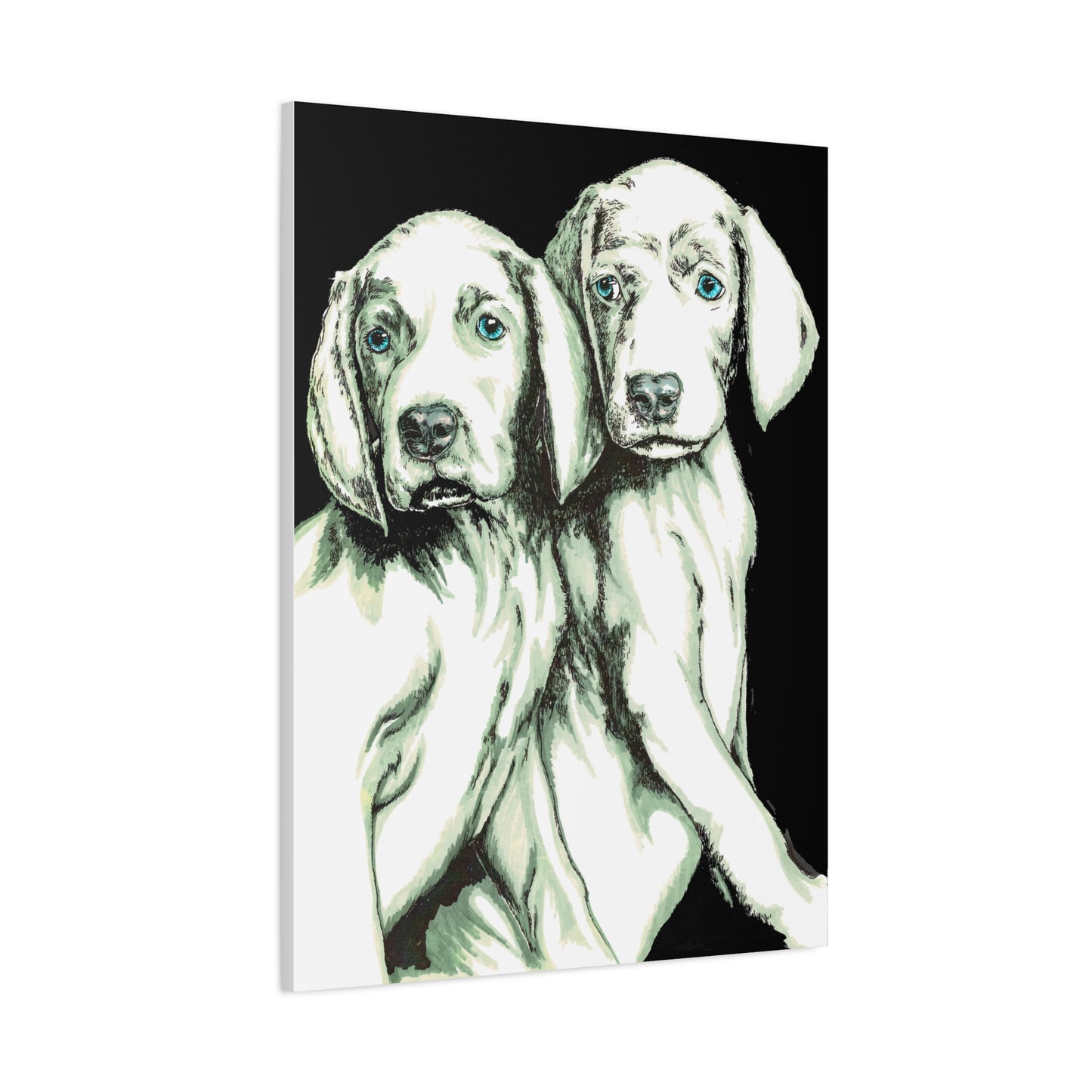 Two Puppies Art Canvas Print - Stretched Wall Decor