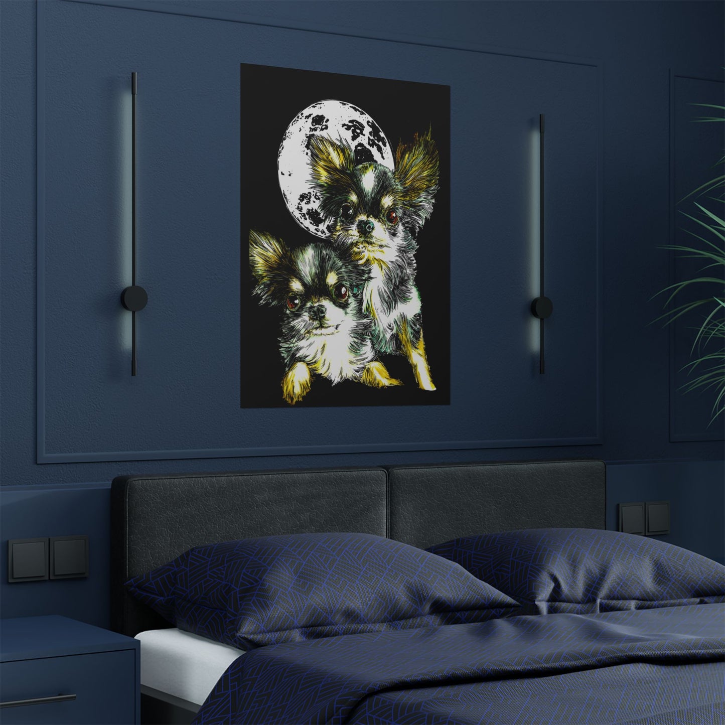 Chihuahua Moonlight Satin Poster - 300gsm Pet Art Decor