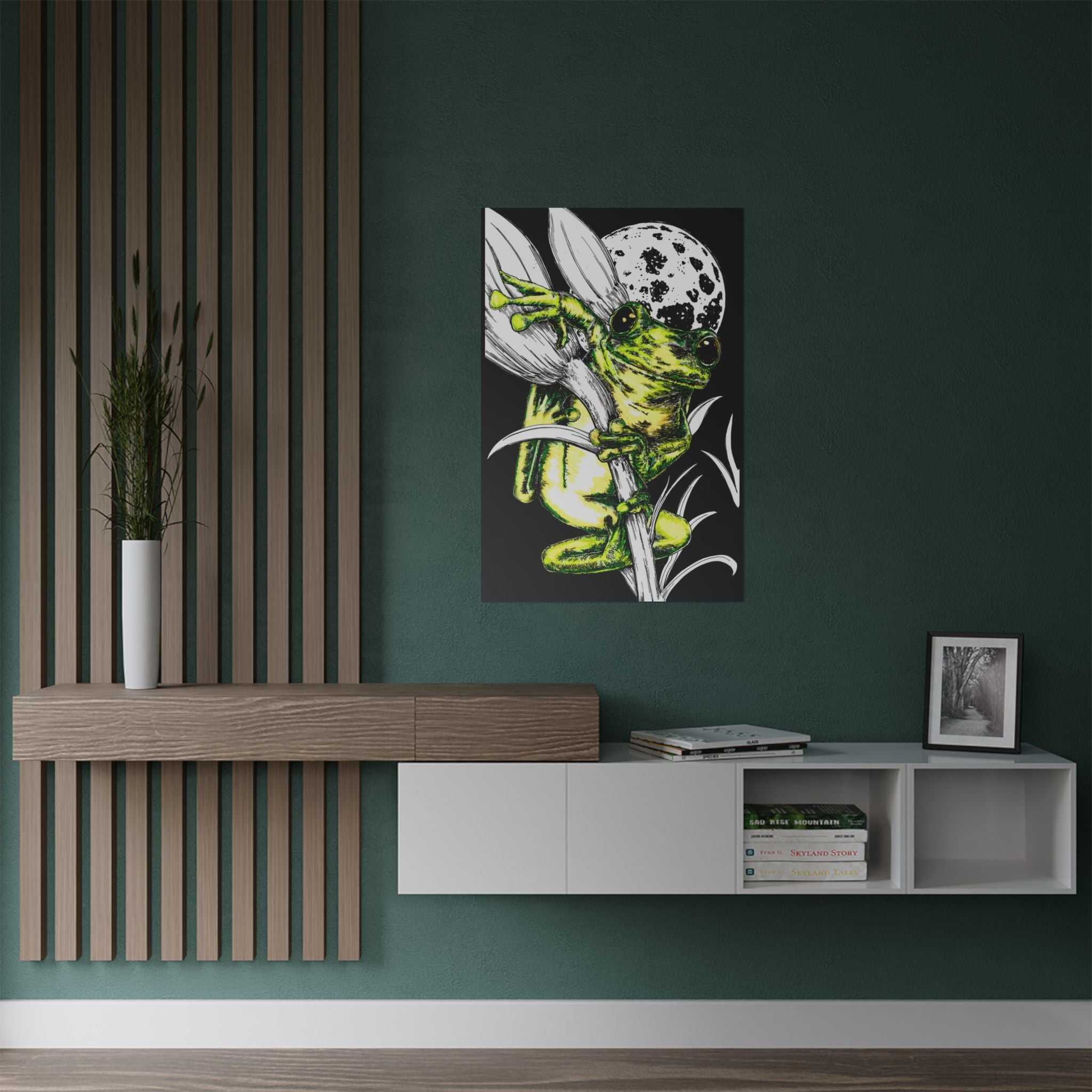 Transform your space with our Whimsical Frog Satin Poster - Vibrant Wall Art for Nature Lovers. Add a pop of color and whimsy to your home today!
