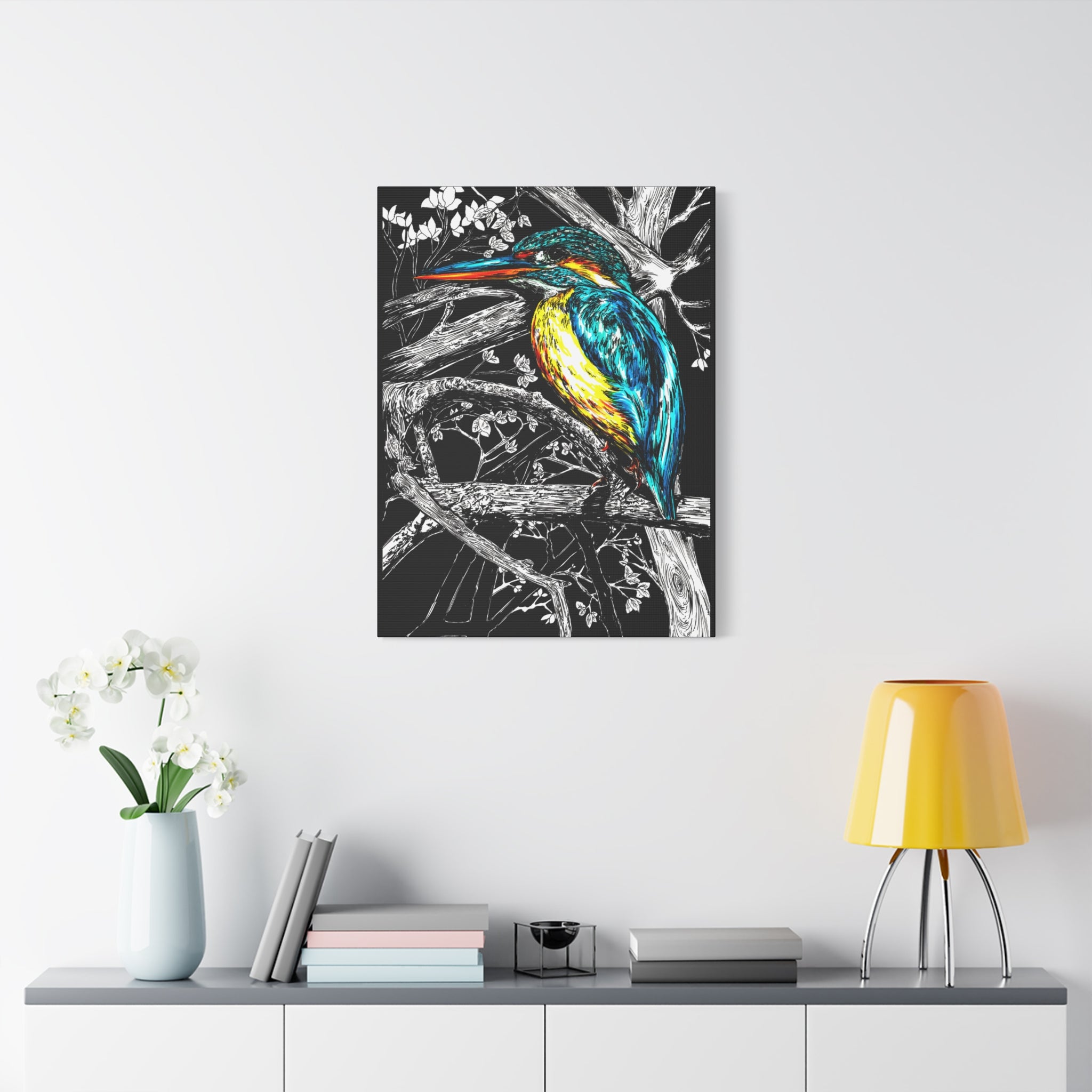 Kingfisher Bird Wall Art Print of the Original, hand drawn