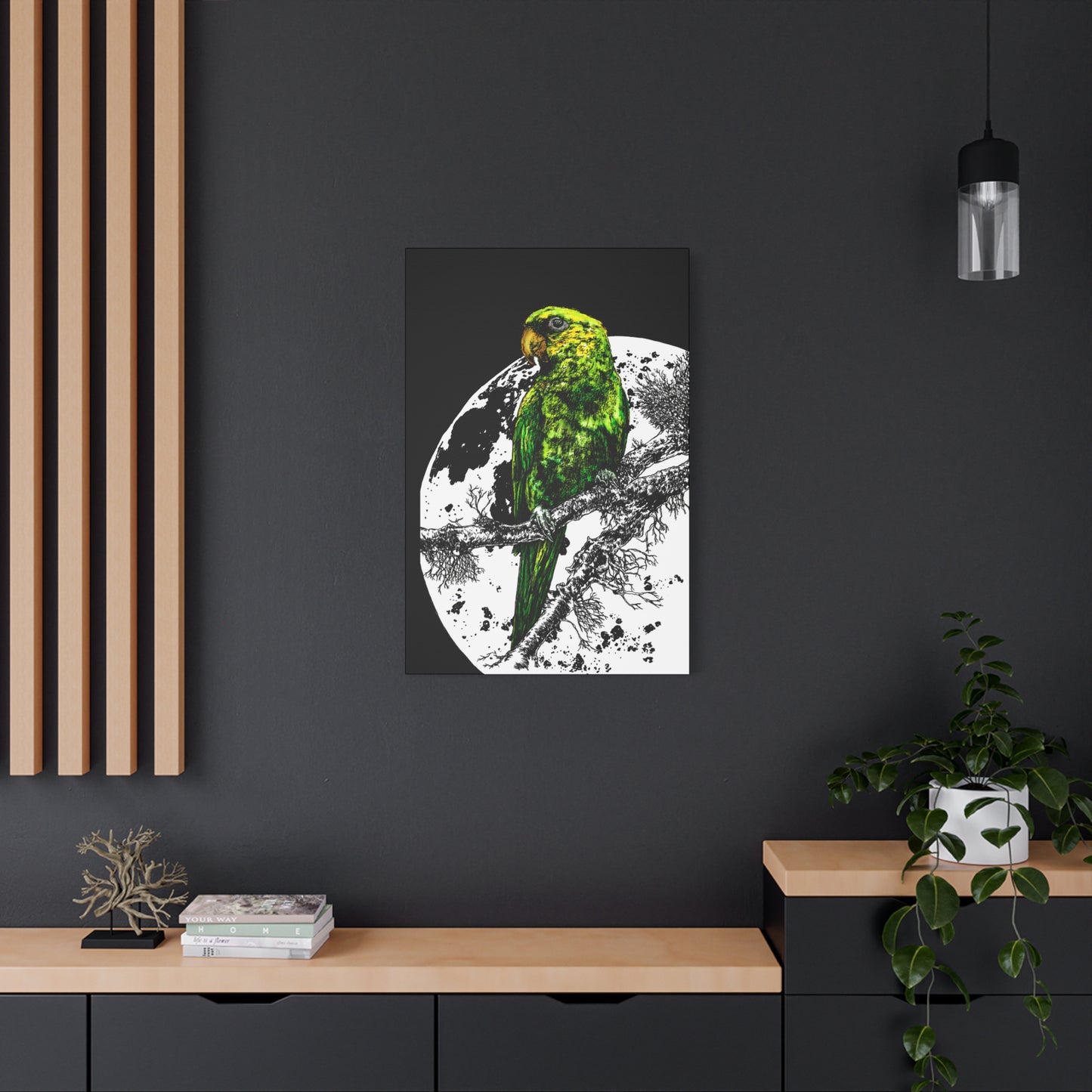 Green Parrot Wall Art Print - Matte Canvas, Stretched,