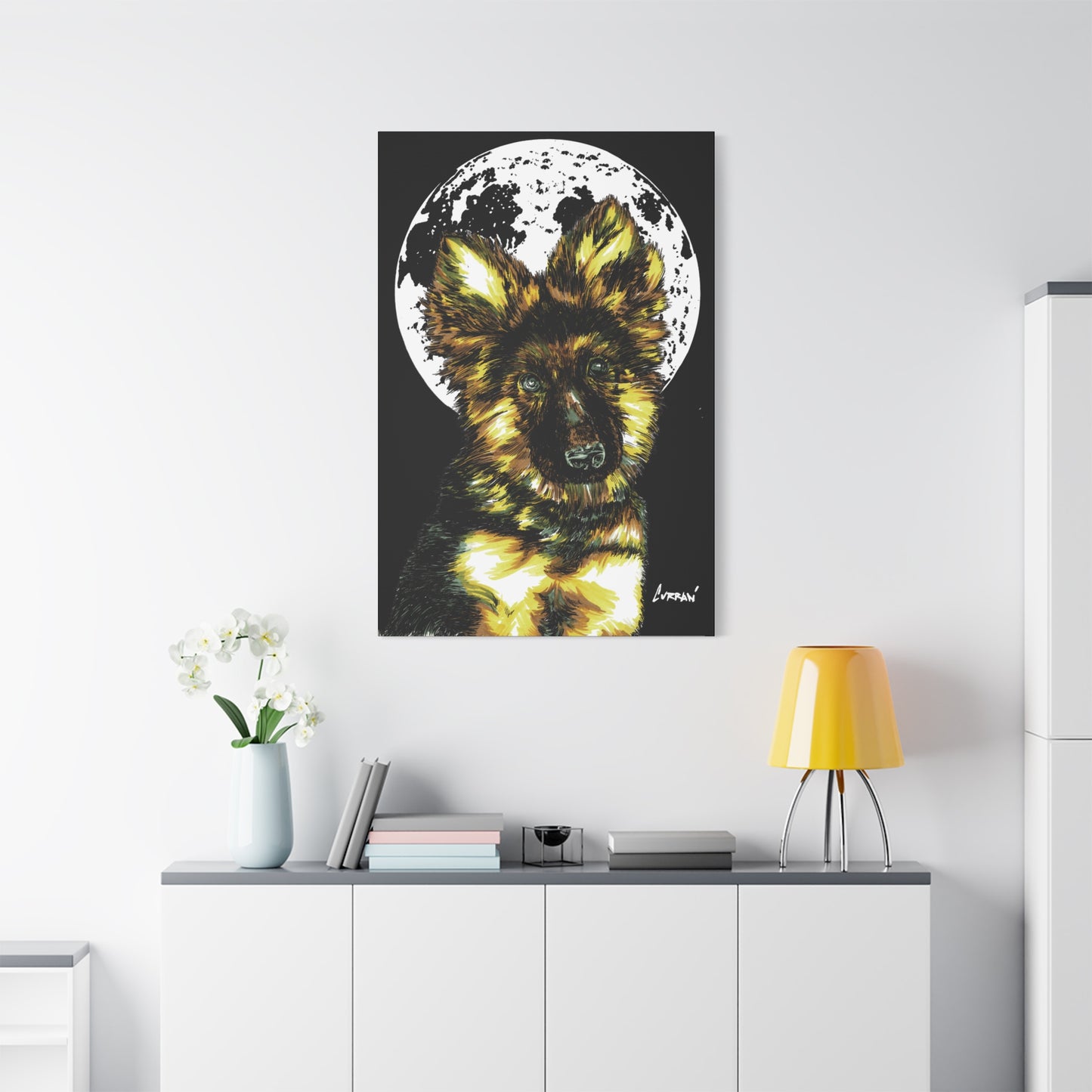 German Shepherd Puppy Print, Hand-Drawn Dog Art,