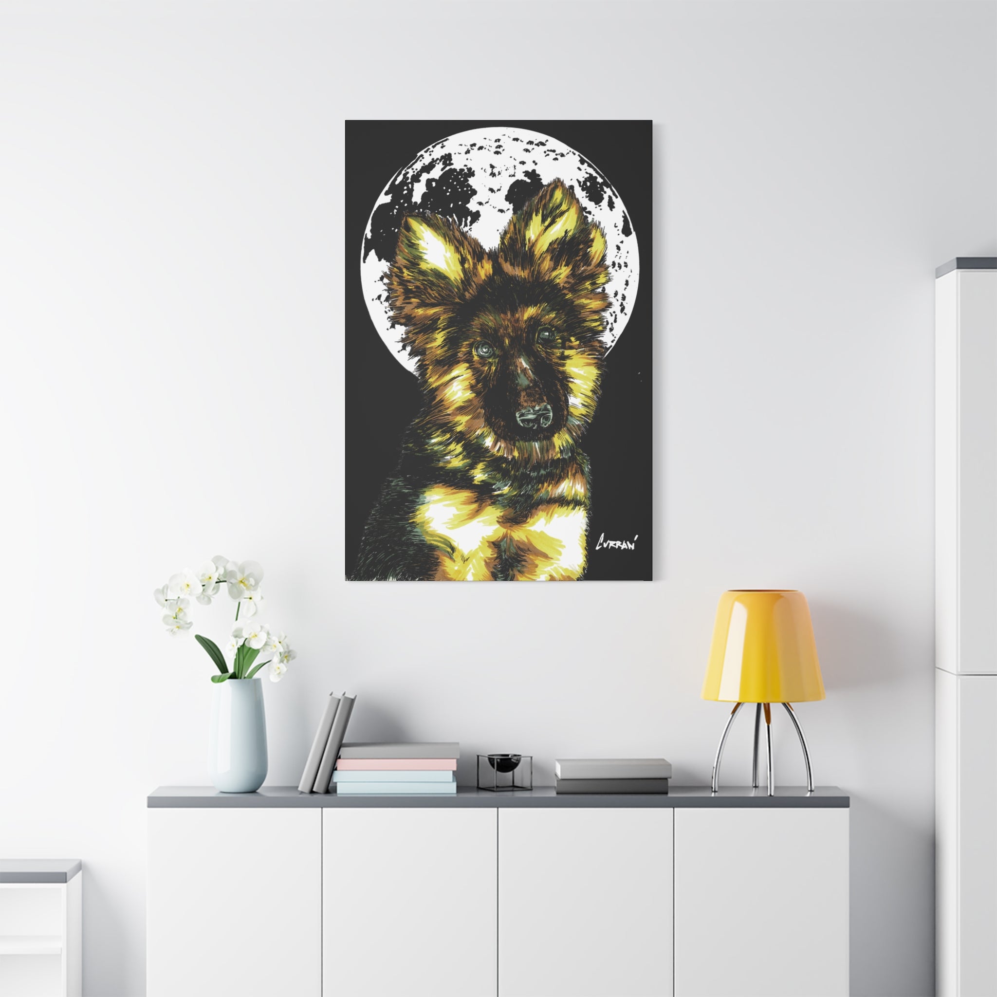 German Shepherd Puppy Print, Hand-Drawn Dog Art,