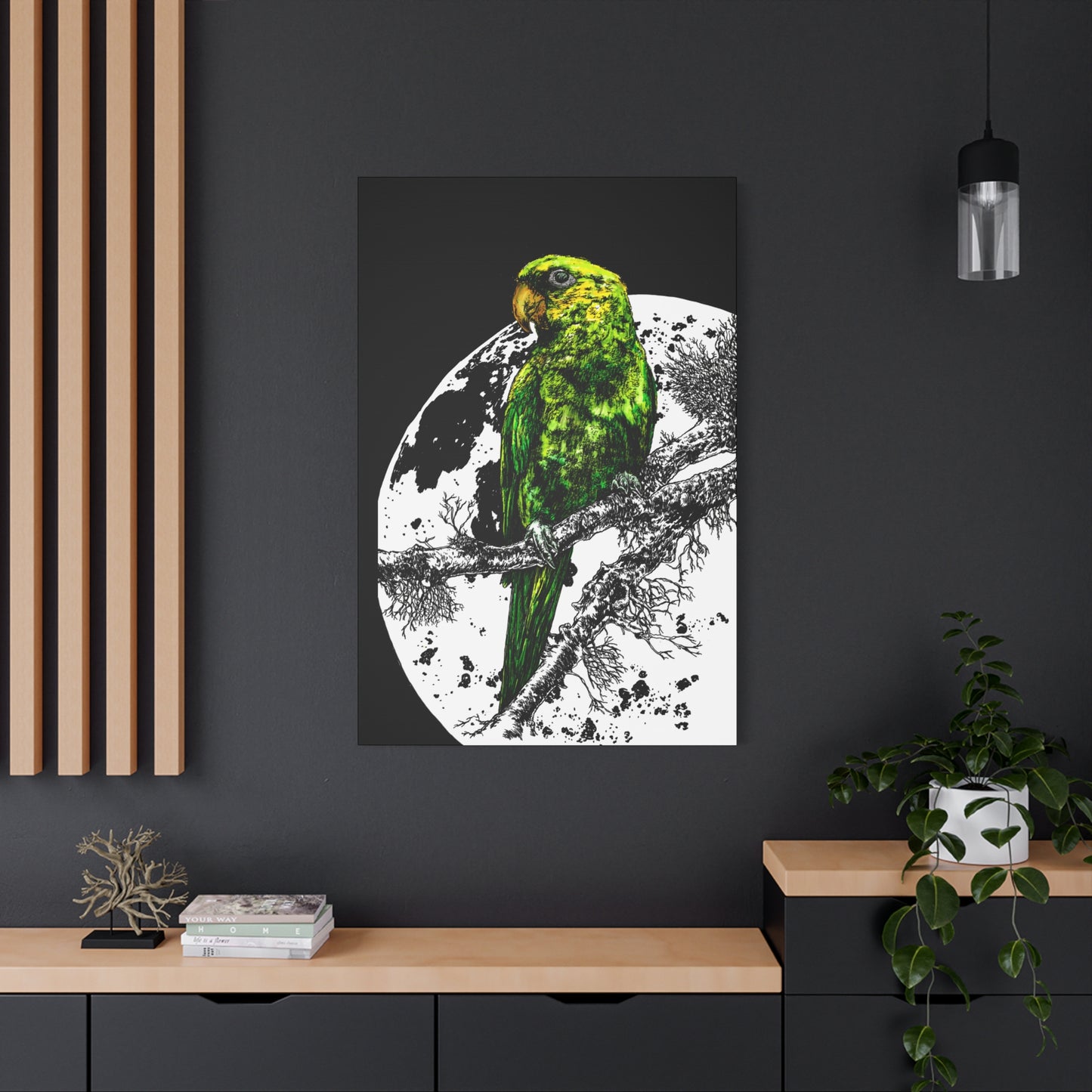 Green Parrot Wall Art Print - Matte Canvas, Stretched,