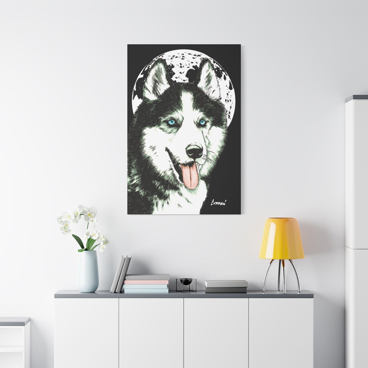 Siberian Husky Canvas Wall Art - Moonlit Dog Decor