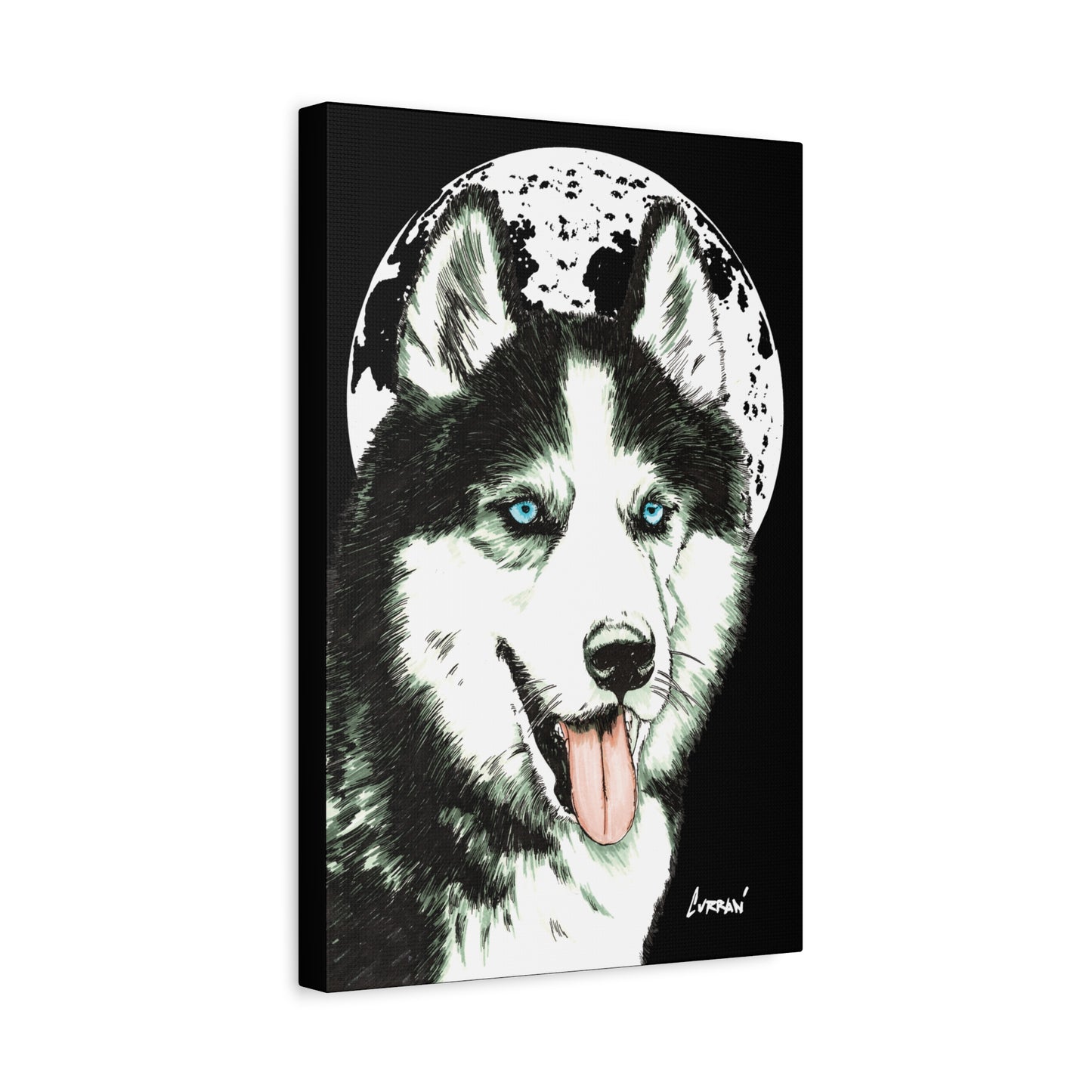 Siberian Husky Canvas Wall Art - Moonlit Dog Decor