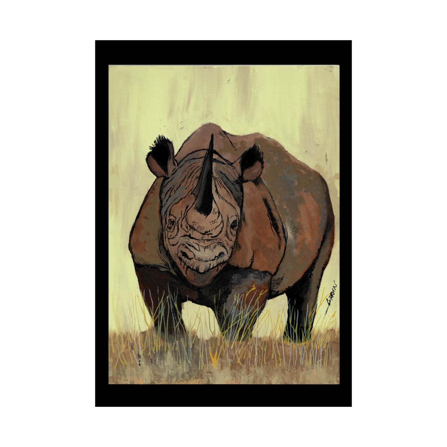 Rhino Wildlife Satin Poster - Majestic Rhino Art - Nature Decor