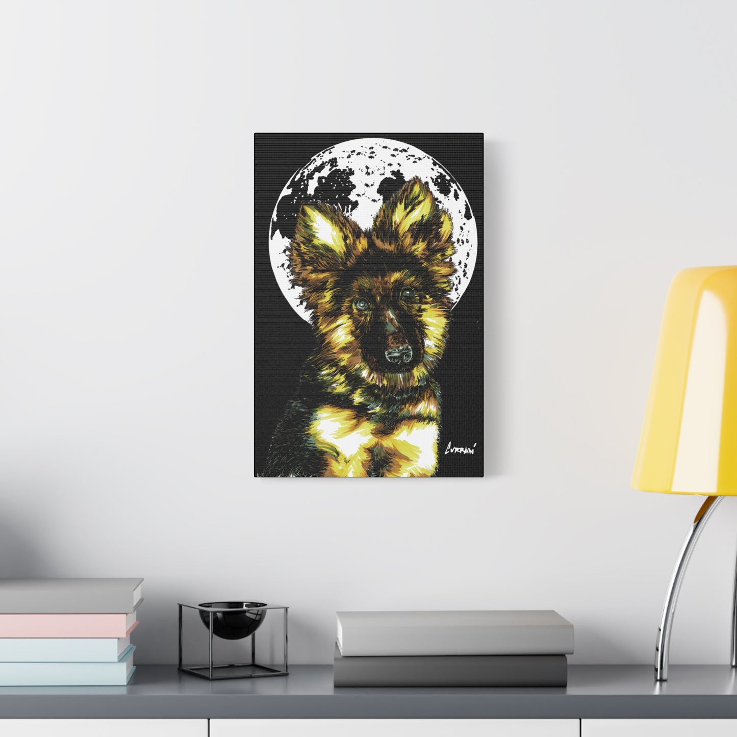 German Shepherd Puppy Print, Hand-Drawn Dog Art,