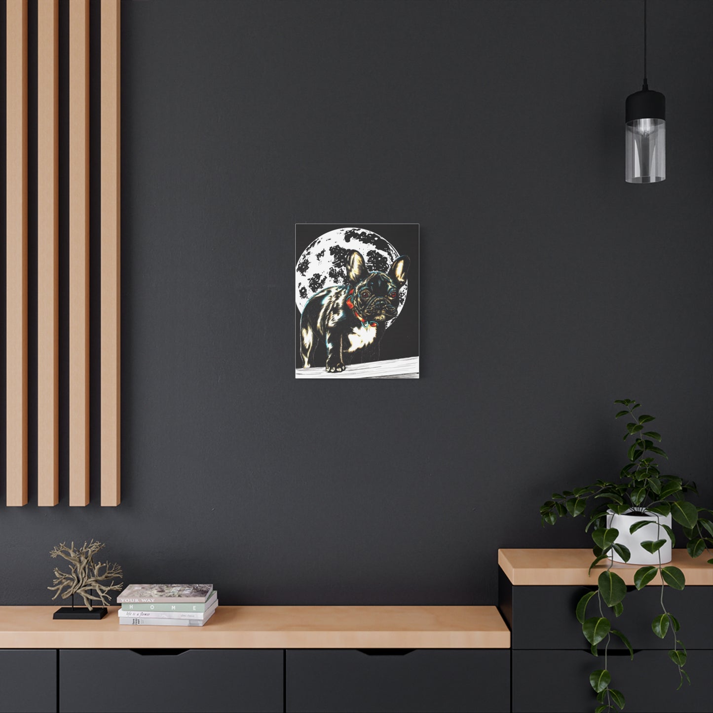French Bulldog Moonlight Canvas Wall Art Print