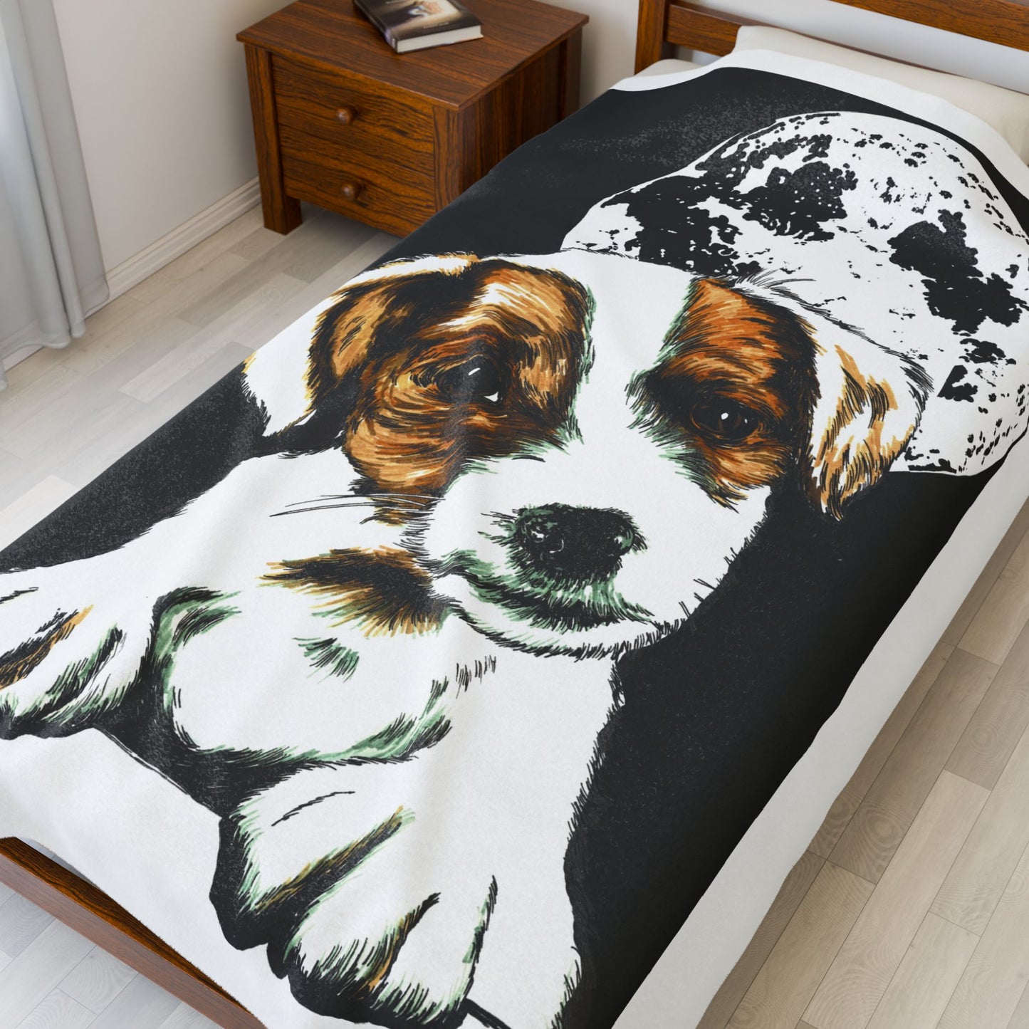 Adorable Beagle Moon Velveteen Plush Blanket