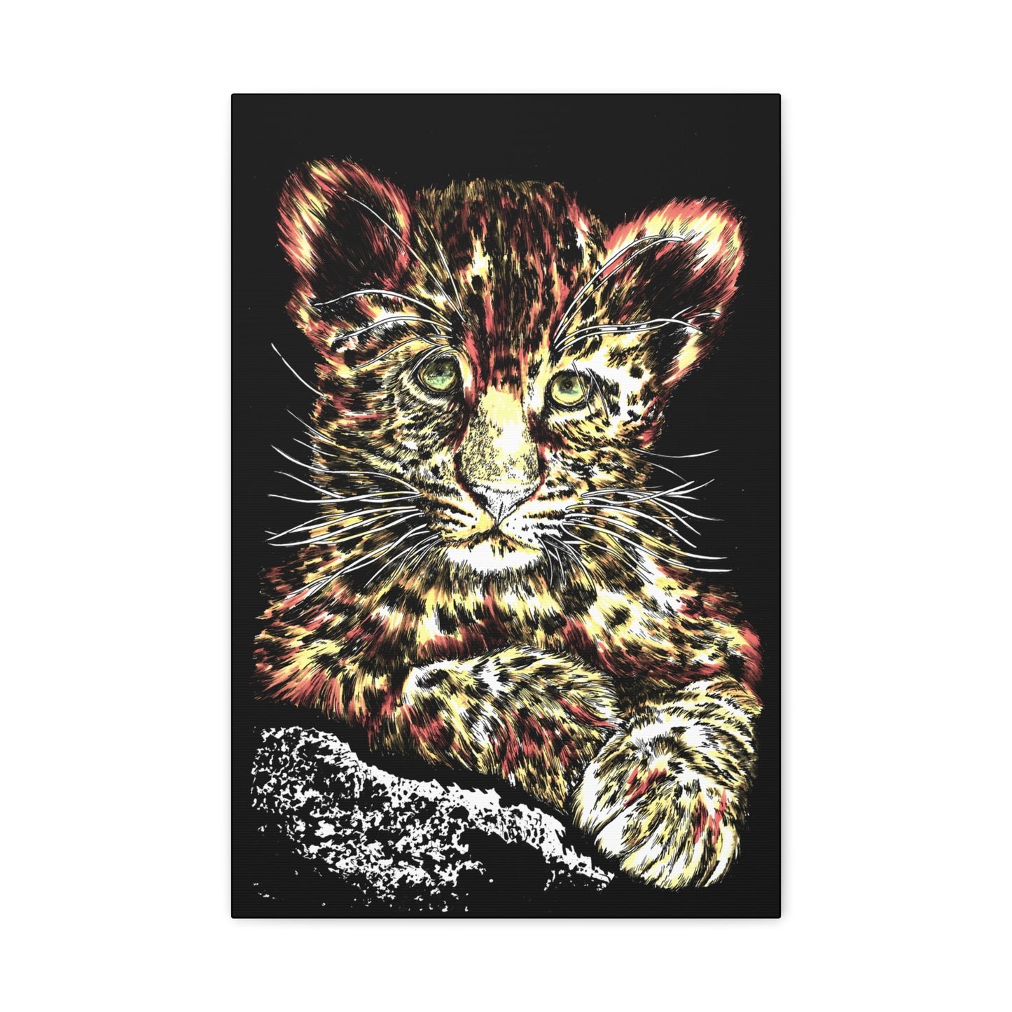 Leopard Cub Wall Art Print of the Original, hand drawn wall art of a Leopard Cub