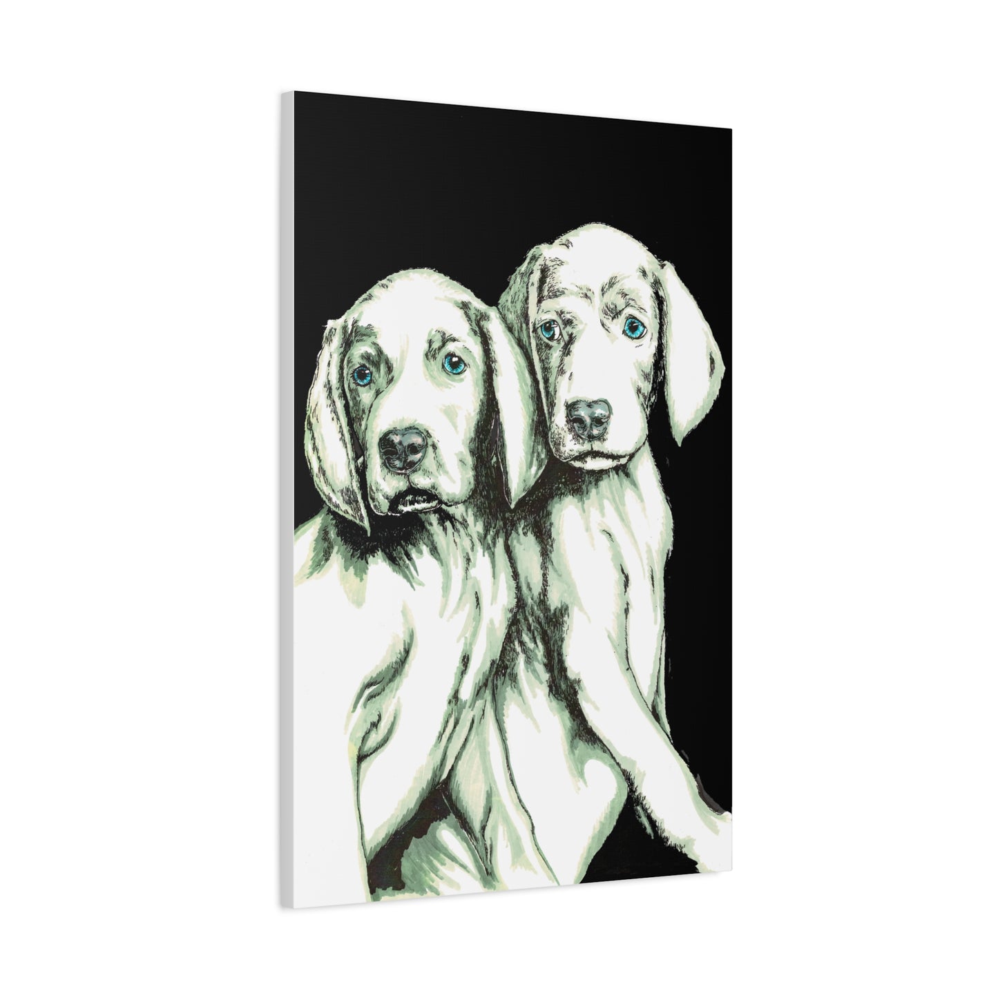 Two Puppies Art Canvas Print - Stretched Wall Decor