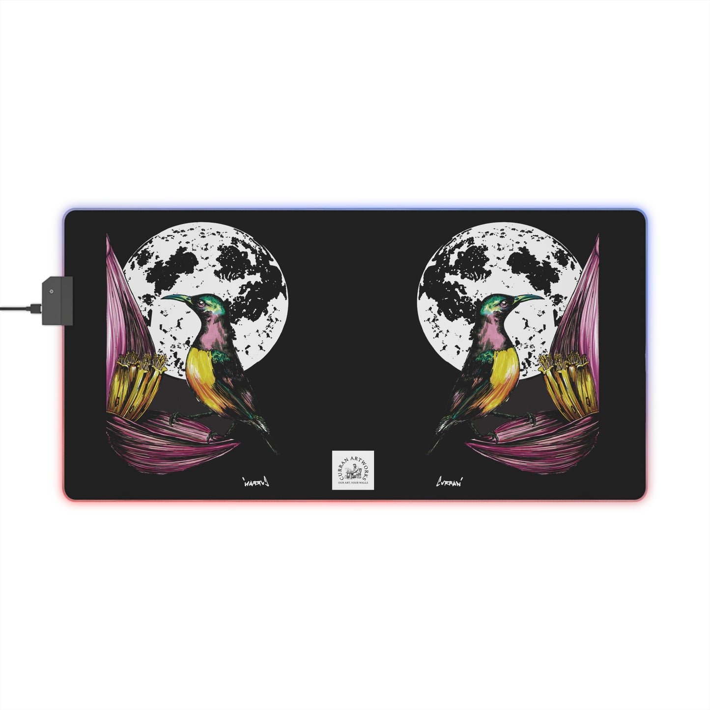 Beautiful Hummingbird Design LED Gaming Mouse Pad!