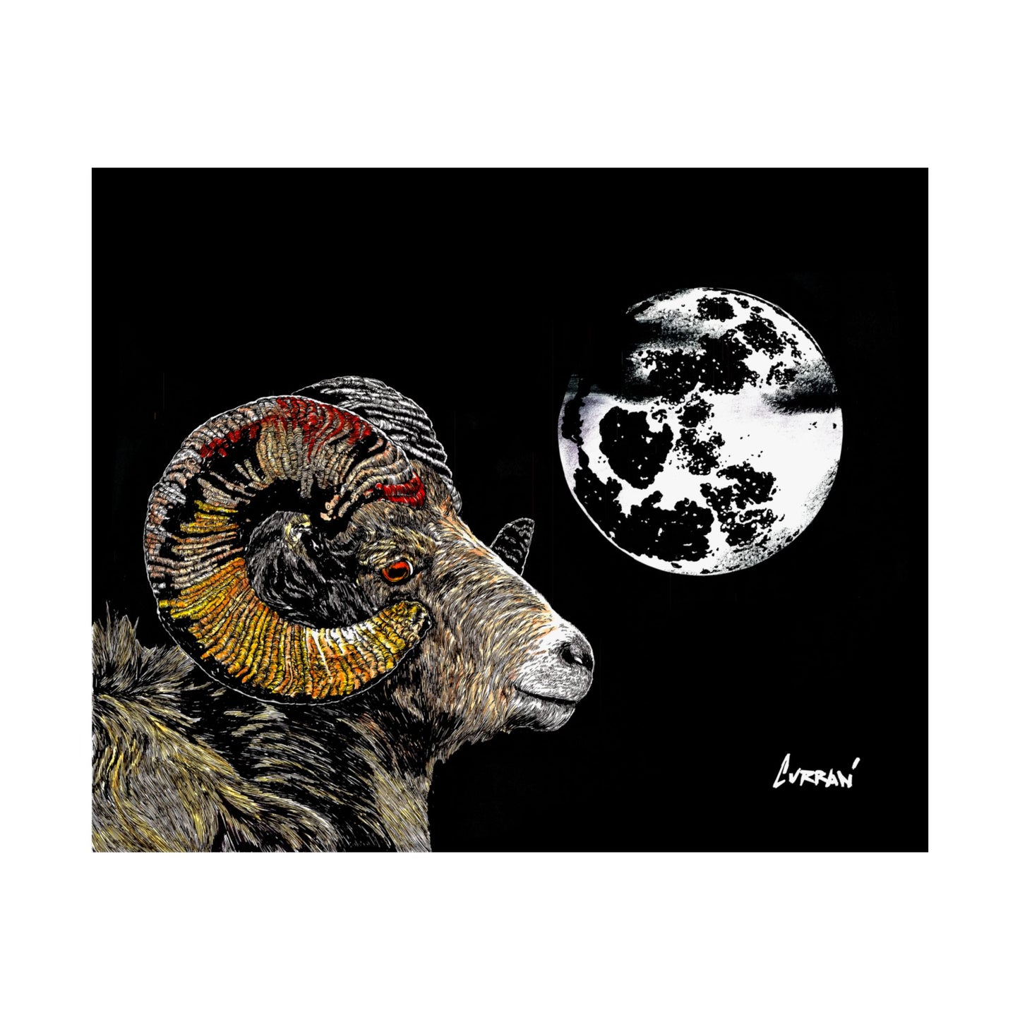 Mountain Ram Satin Poster - 300gsm Art Print for Home Decor