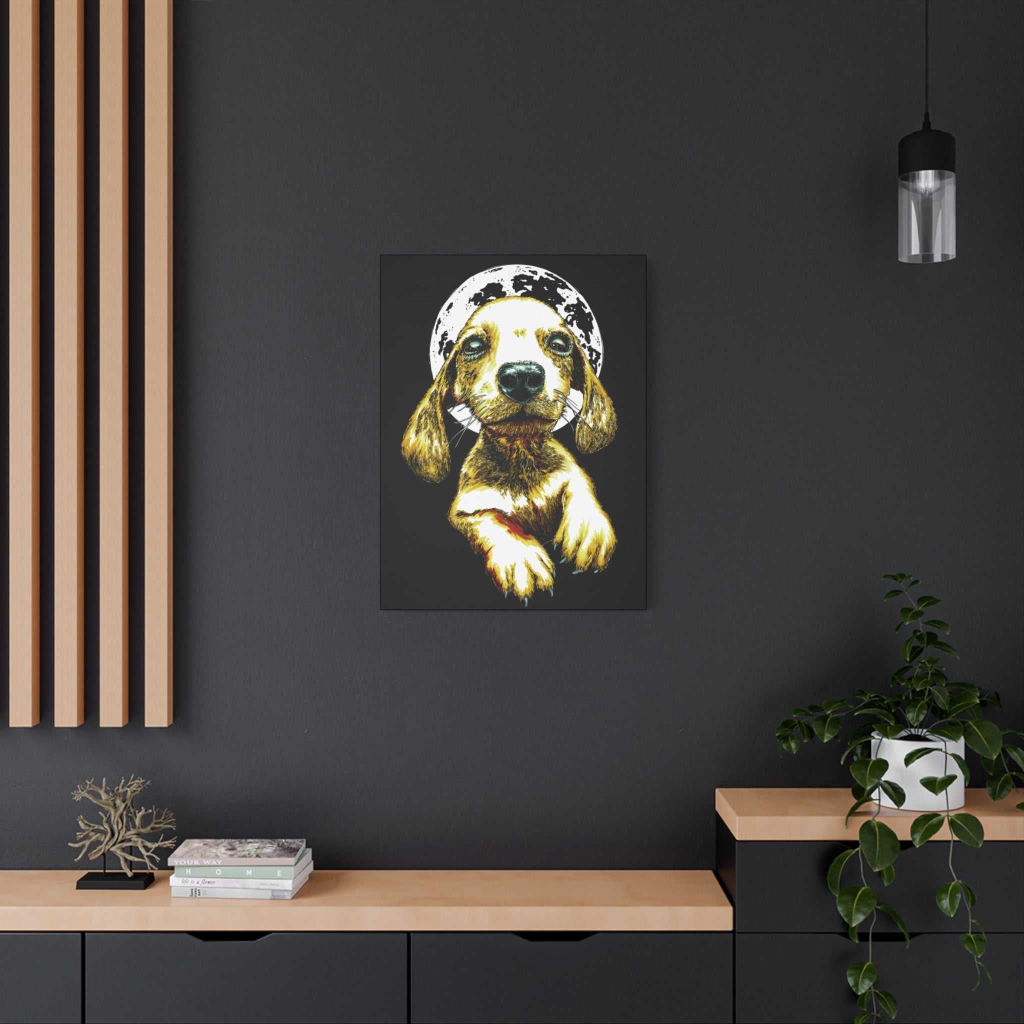 Add a touch of whimsy to your walls with our Whimsical Dog Canvas Wall Art - 1.25" Stretched Matte Print. Perfect for dog lovers!