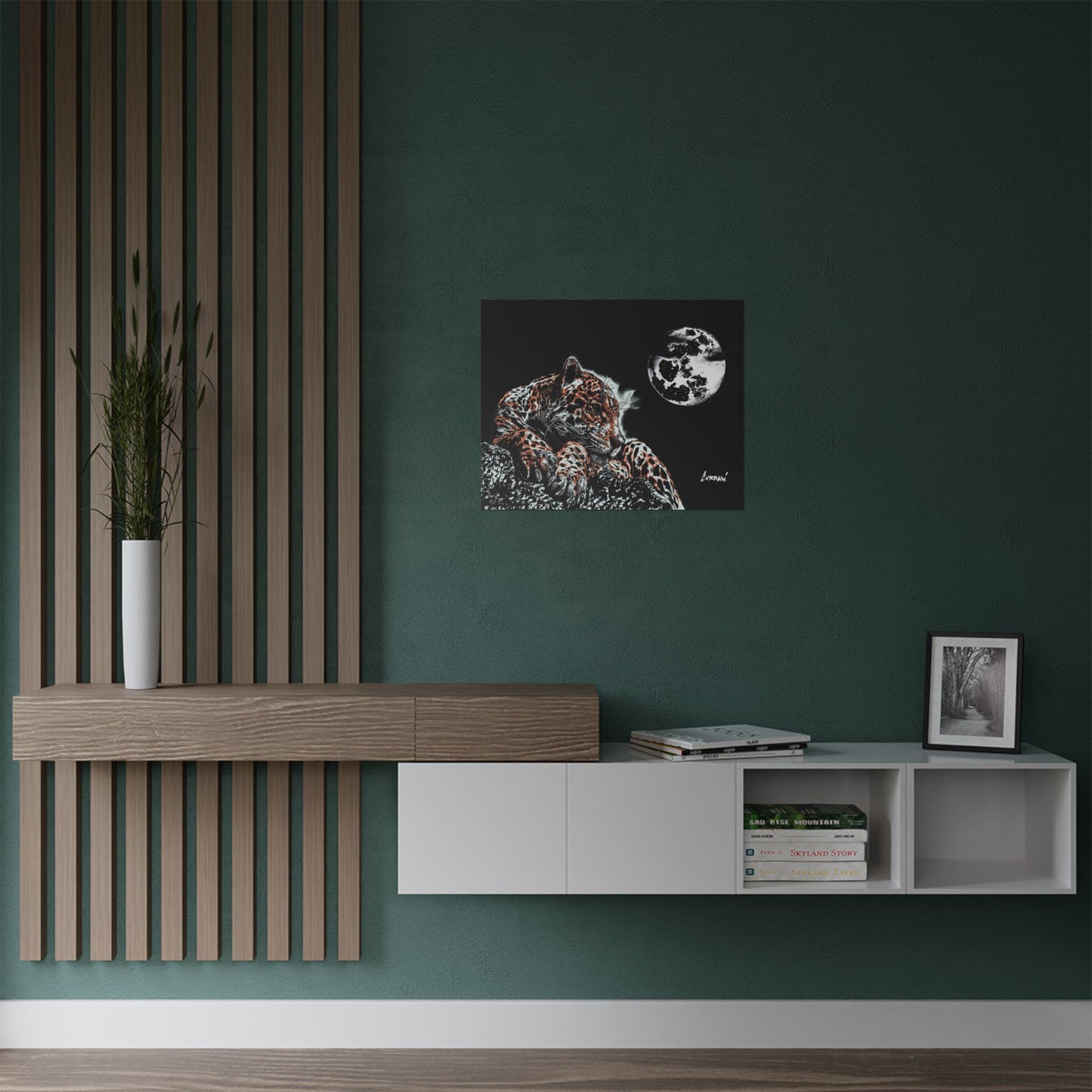 Majestic Leopard Satin Poster (300gsm) - Moonlit Wildlife Art